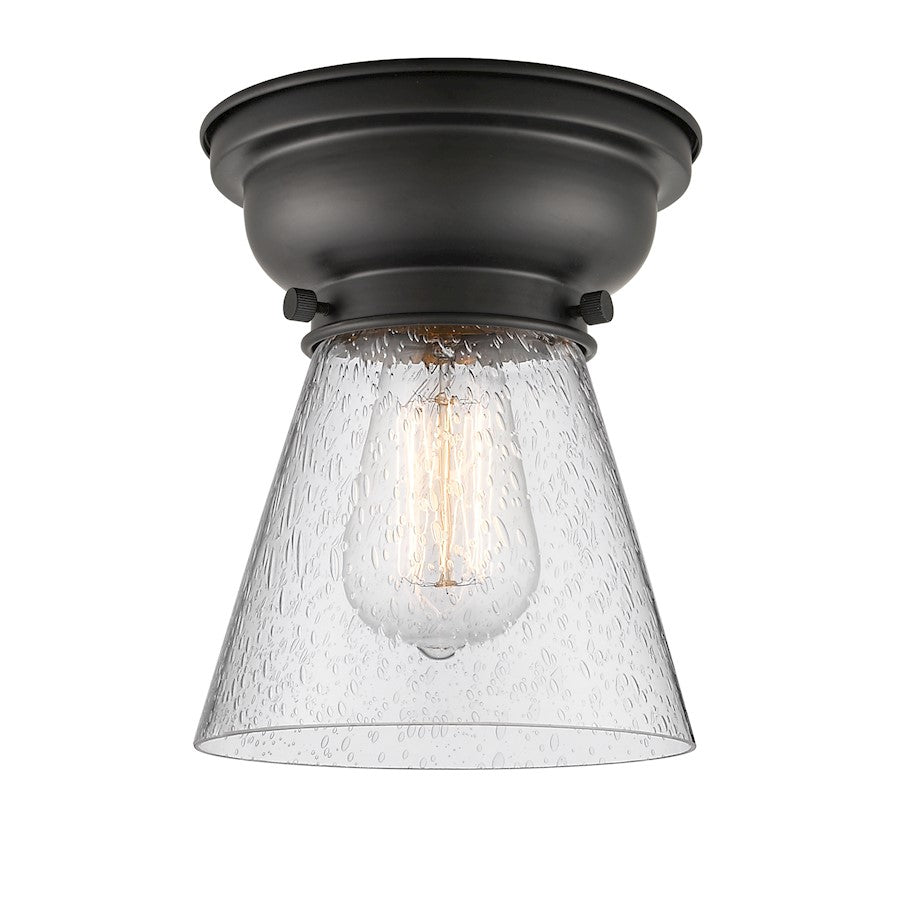 Innovations 64 Small Cone 1 Light Flush Mount, Matte Black/Seedy