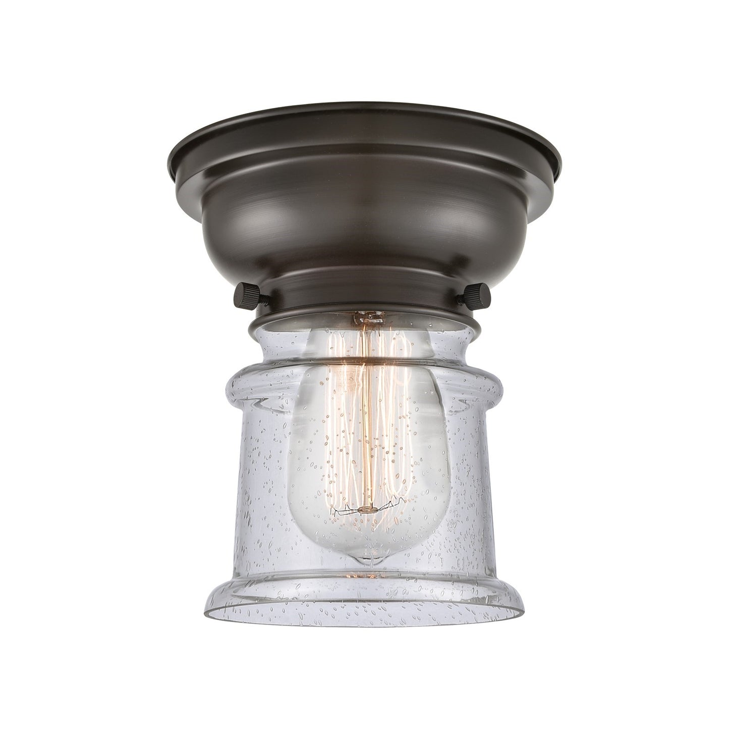 Innovations Canton 6in 1-Light Flush Mount | Industrial Oil Rubbed Bronze Steel and Seedy Glass | Hallway & Entryway | 5.25 x | Model 623-1F-OB-G184S-LED