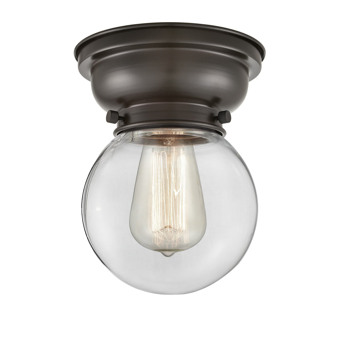 Innovations Beacon 6in 1-Light Flush Mount | Industrial Oil Rubbed Bronze Steel and Clear Glass | Hallway & Entryway | 6 x 6 | Model 623-1F-OB-G202-6-LED