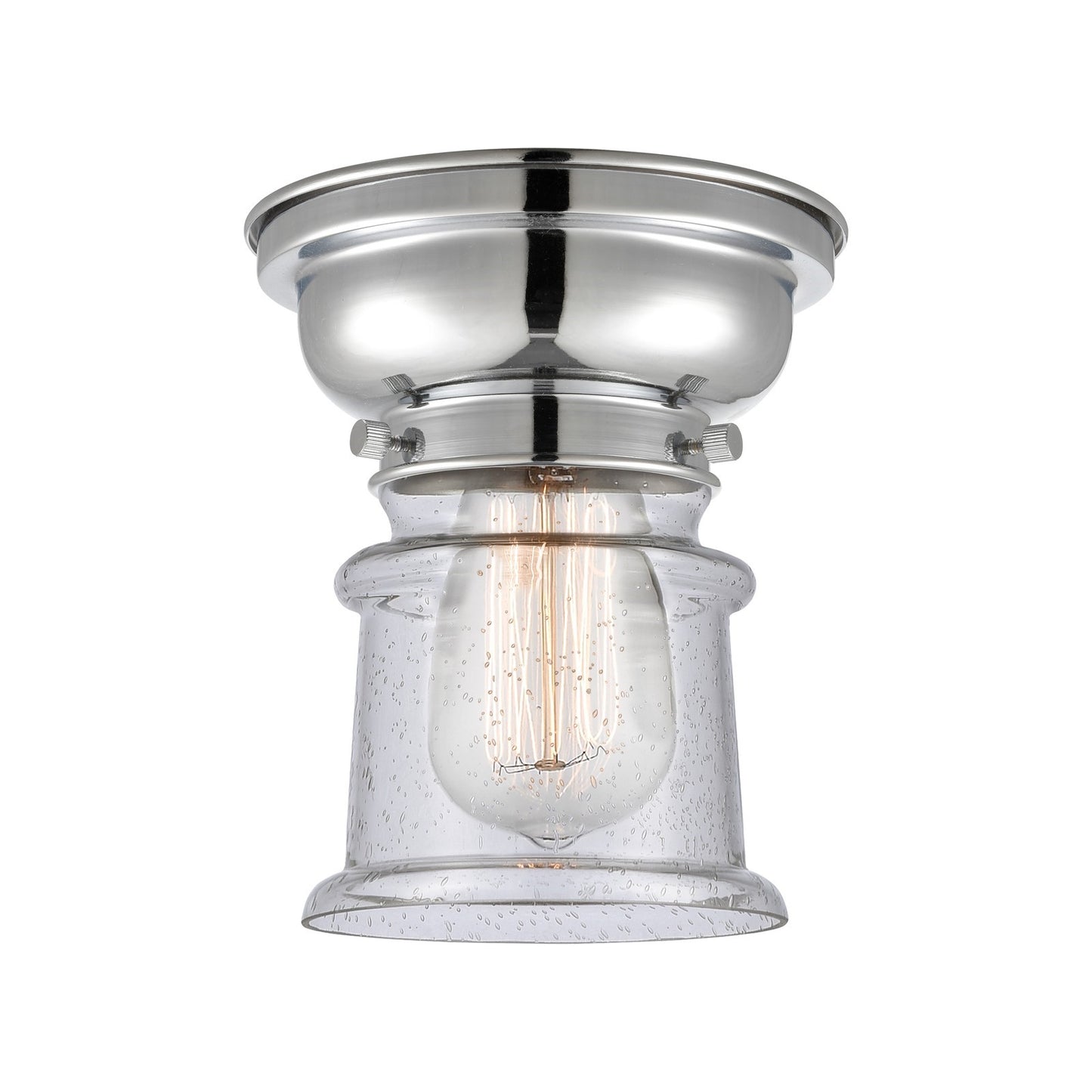 Innovations Canton 6in 1-Light Flush Mount | Industrial Polished Chrome and Seedy Glass | Hallway & Bathroom | 5.25 x 5.25 x 7.75 | Model 623-1F-PC-G184S