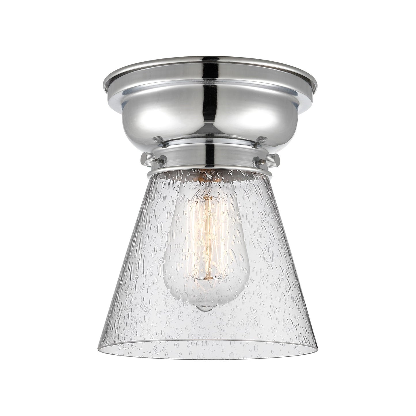 Innovations Cone 6.25in 1-Light Flush Mount | Industrial Polished Chrome and Seedy Glass | Hallway & Entryway | 6.25 x 6.25 x 8.25 in | Model 623-1F-PC-G64