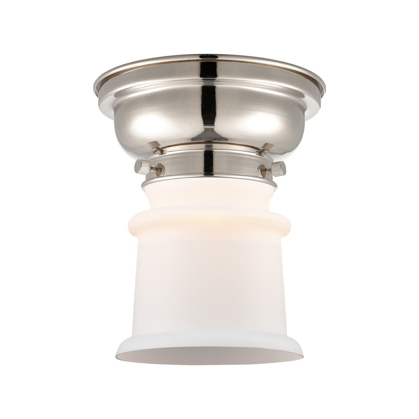 Innovations Canton 6in 1-Light Flush Mount | Industrial Polished Nickel and Matte White Frosted Glass | Bedroom & Hallway | Model 623-1F-PN-G181S-LED