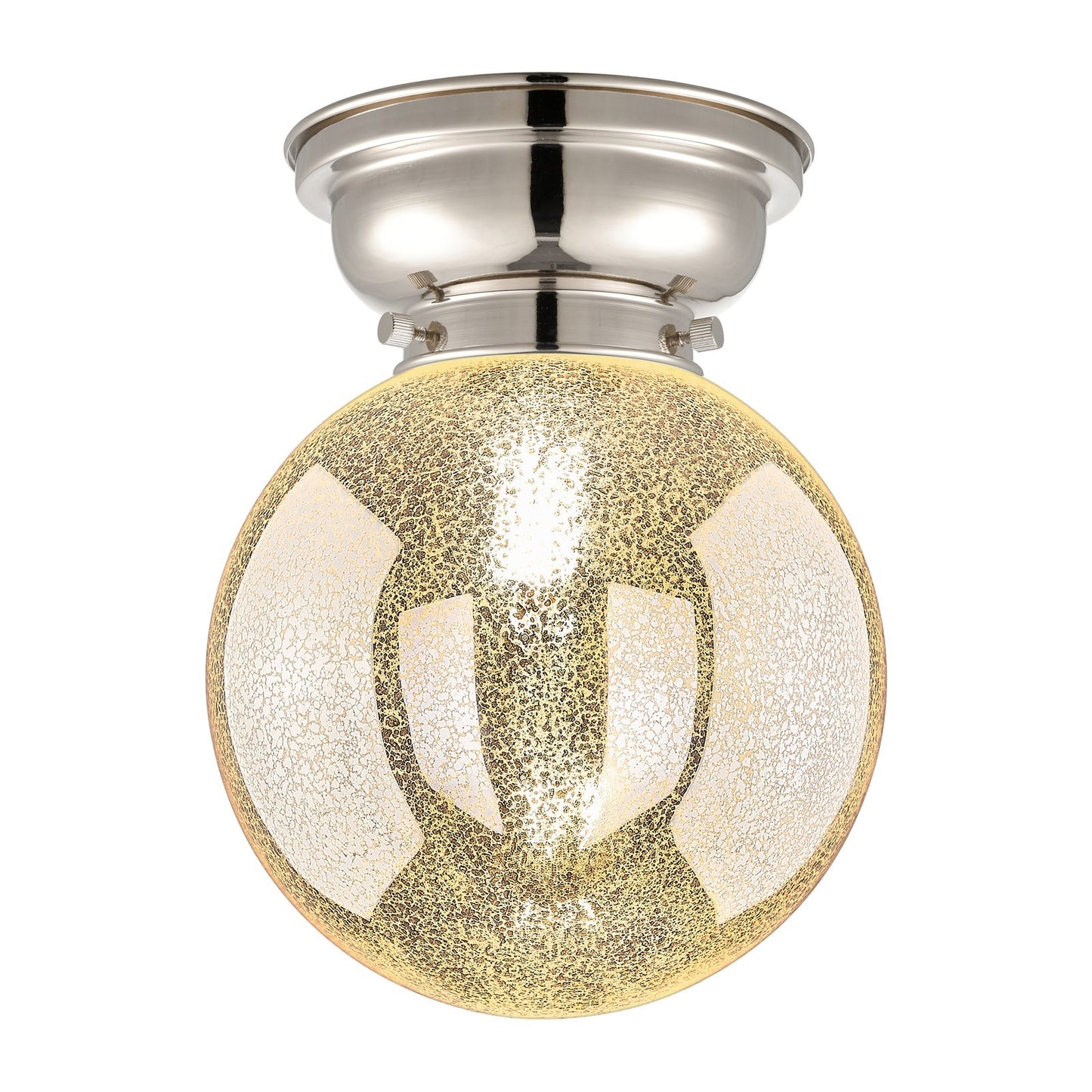 Innovations Beacon 8in 1-Light Flush Mount | Industrial Polished Nickel and Mercury Seeded Glass | Bathroom & Hallway | 8 x 8 x | Model 623-1F-PN-G208-8