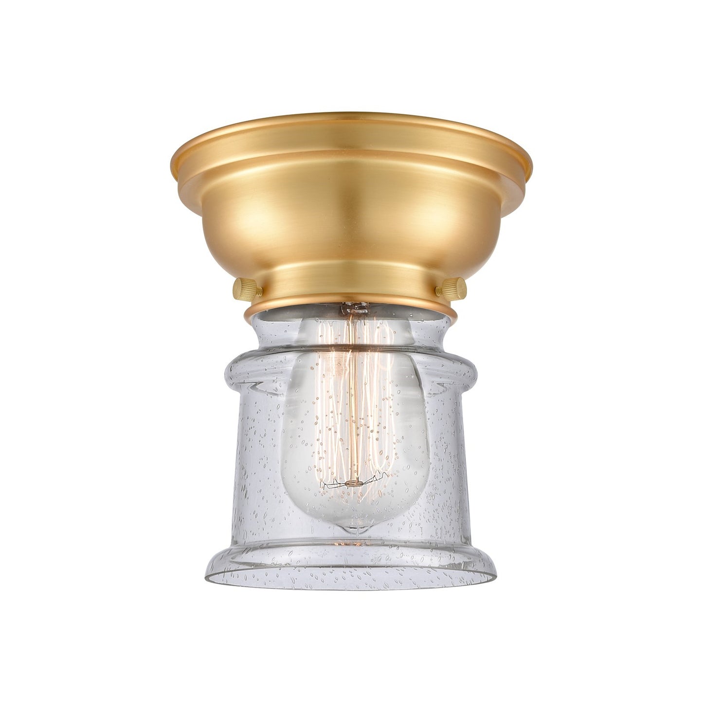 Innovations Canton 6in 1-Light Flush Mount | Industrial Farmhouse Satin Gold Steel and Seedy Glass | Hallway & Bathroom | 5.25 x | Model 623-1F-SG-G184S