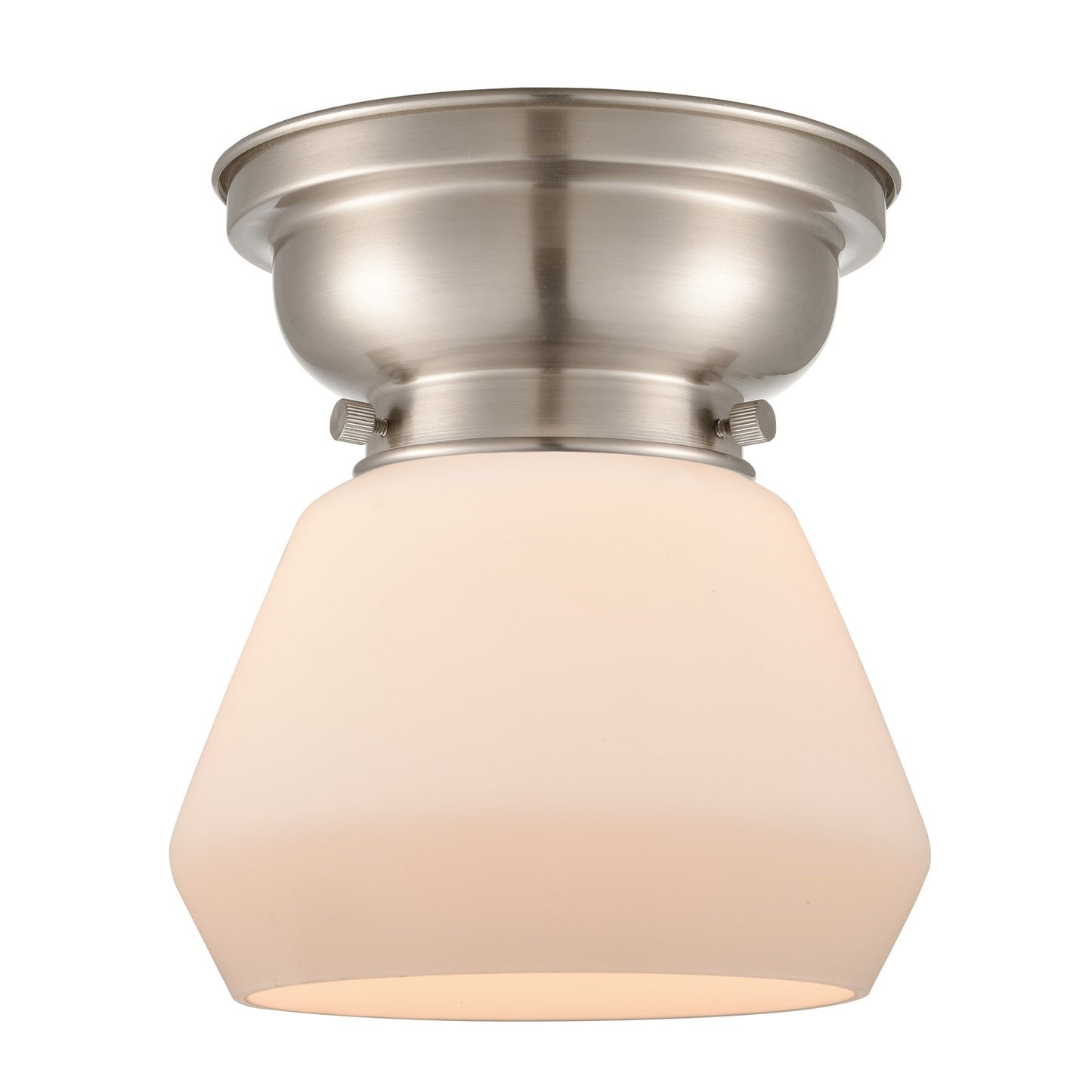 Innovations Fulton 7in 1-Light Flush Mount | Industrial Brushed Satin Nickel and Matte White Frosted Glass | Hallway & Bedroom | Model 623-1F-SN-G171-LED