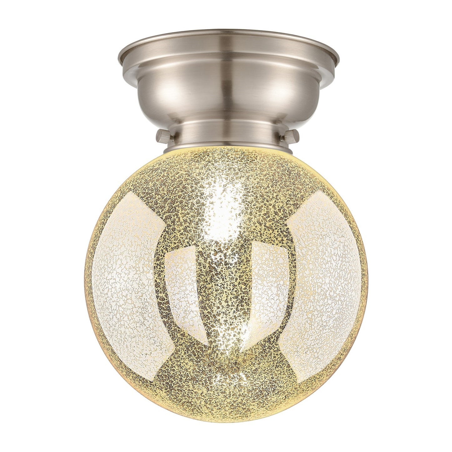 Innovations Beacon 8in 1-Light Flush Mount | Industrial Brushed Satin Nickel Steel and Mercury Seeded Glass | Kitchen & Hallway | Model 623-1F-SN-G208-8