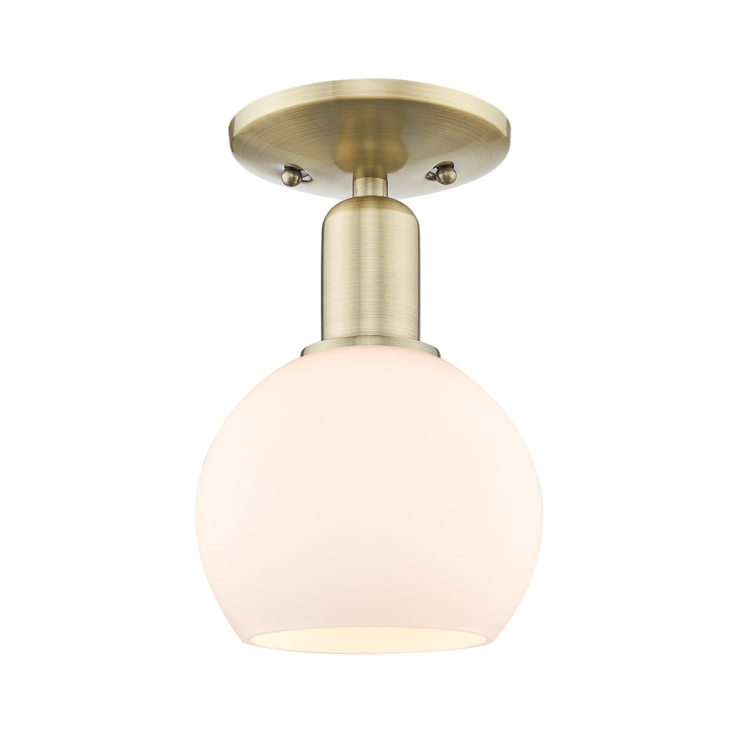 Innovations Athens 6in 1-Light Semi-Flush Mount | Industrial Antique Brass Steel and Matte White Glass | Entryway & Hallway | Model 716-1C-AB-G121-6