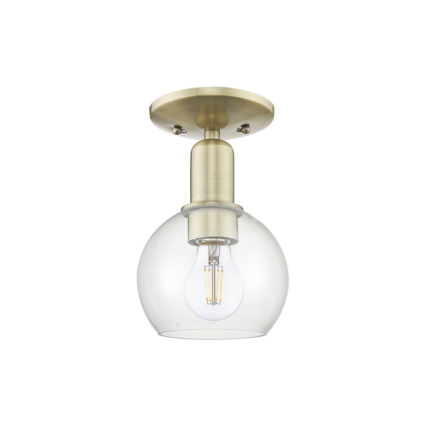 Innovations Athens 6in 1-Light Semi-Flush Mount | Industrial Antique Brass Steel and Clear Glass | Entryway & Hallway | 5.88 x | Model 716-1C-AB-G122-6
