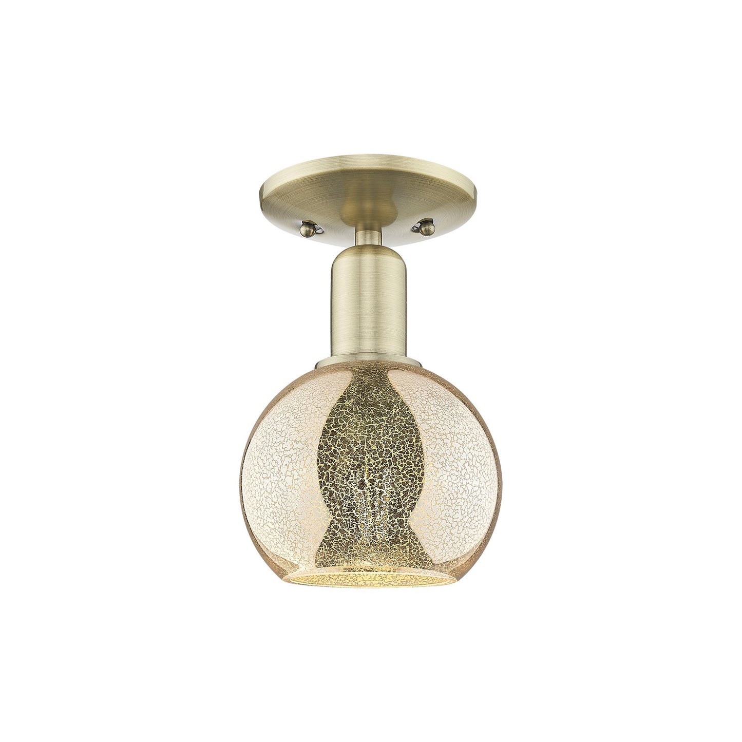Innovations Athens 6in 1-Light Semi-Flush Mount | Industrial Antique Brass Steel and Mercury Glass | Entryway & Hallway | 5.88 x | Model 716-1C-AB-G128-6