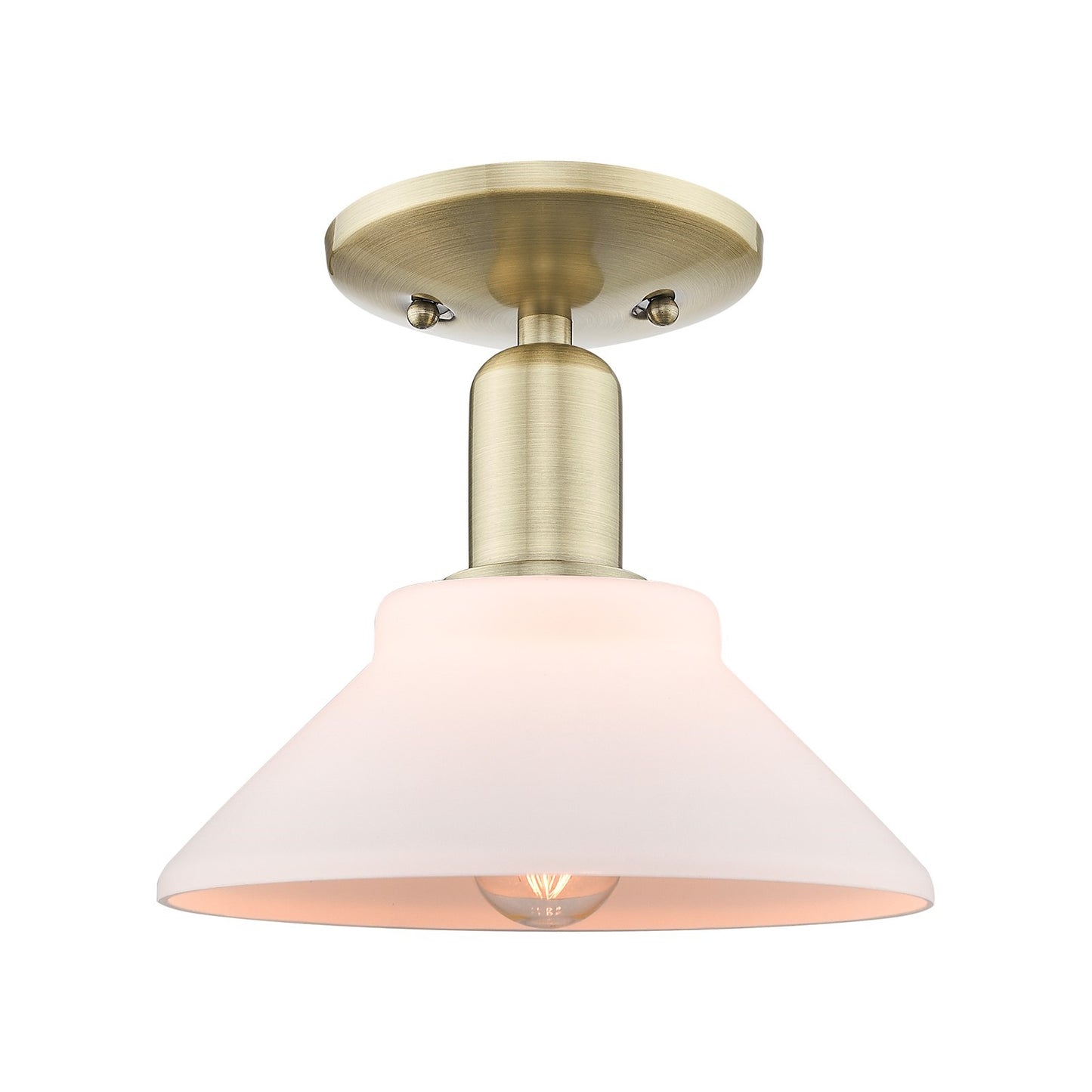 Innovations Orwell 8in 1-Light Semi-Flush Mount | Industrial Antique Brass Steel and Matte White Glass | Kitchen & Hallway | 8.38 x | Model 716-1C-AB-G131