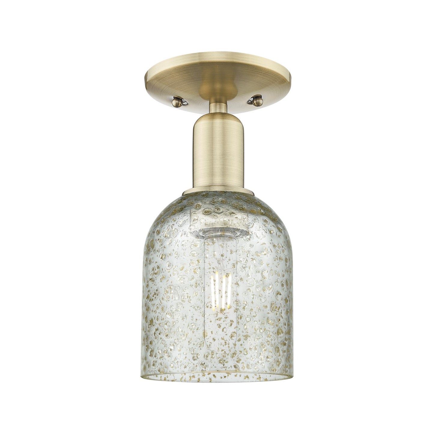 Innovations Caledonia 5in 1-Light Semi-Flush Mount | Industrial Antique Brass Steel and Mica Glass | Entryway & Hallway | 5 x 5 x | Model 716-1C-AB-G259