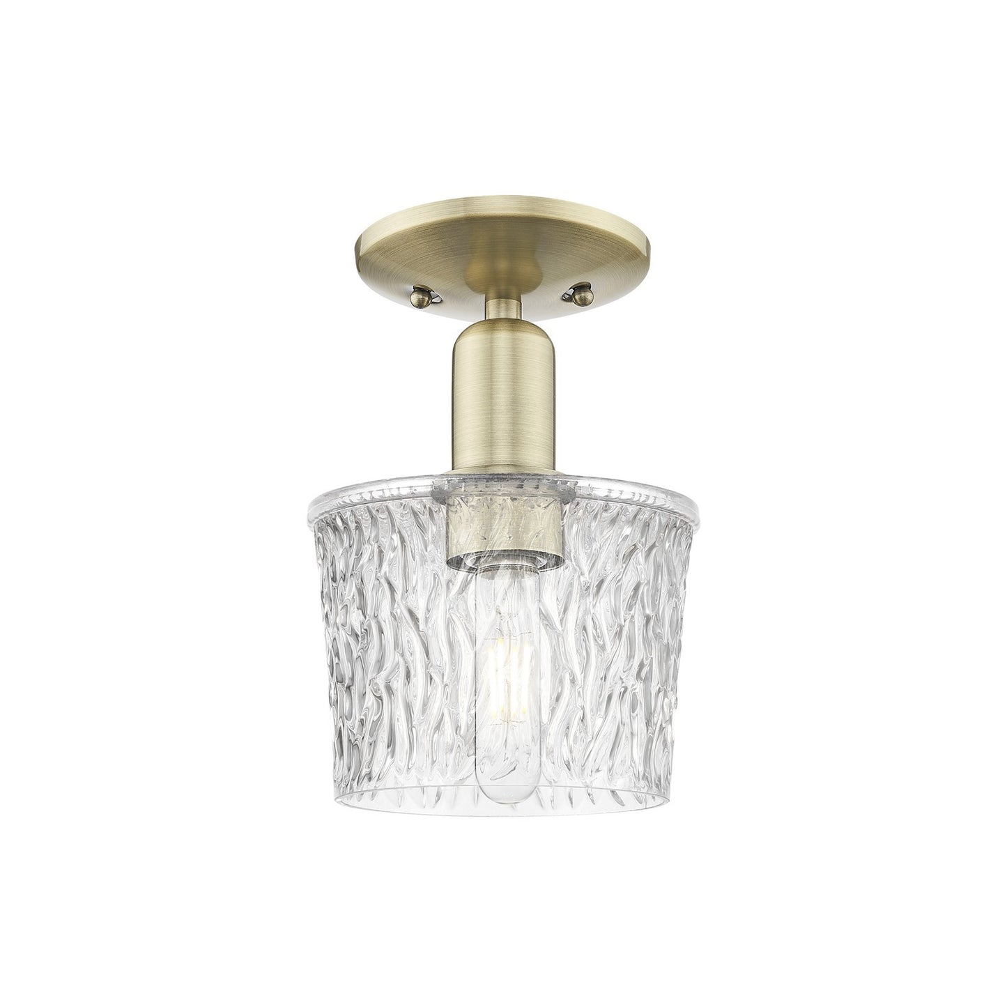 Innovations Niagara 7in 1-Light Semi-Flush Mount | Industrial Antique Brass and Clear Textured Glass | Entryway & Hallway | 6.5 x | Model 716-1C-AB-G402