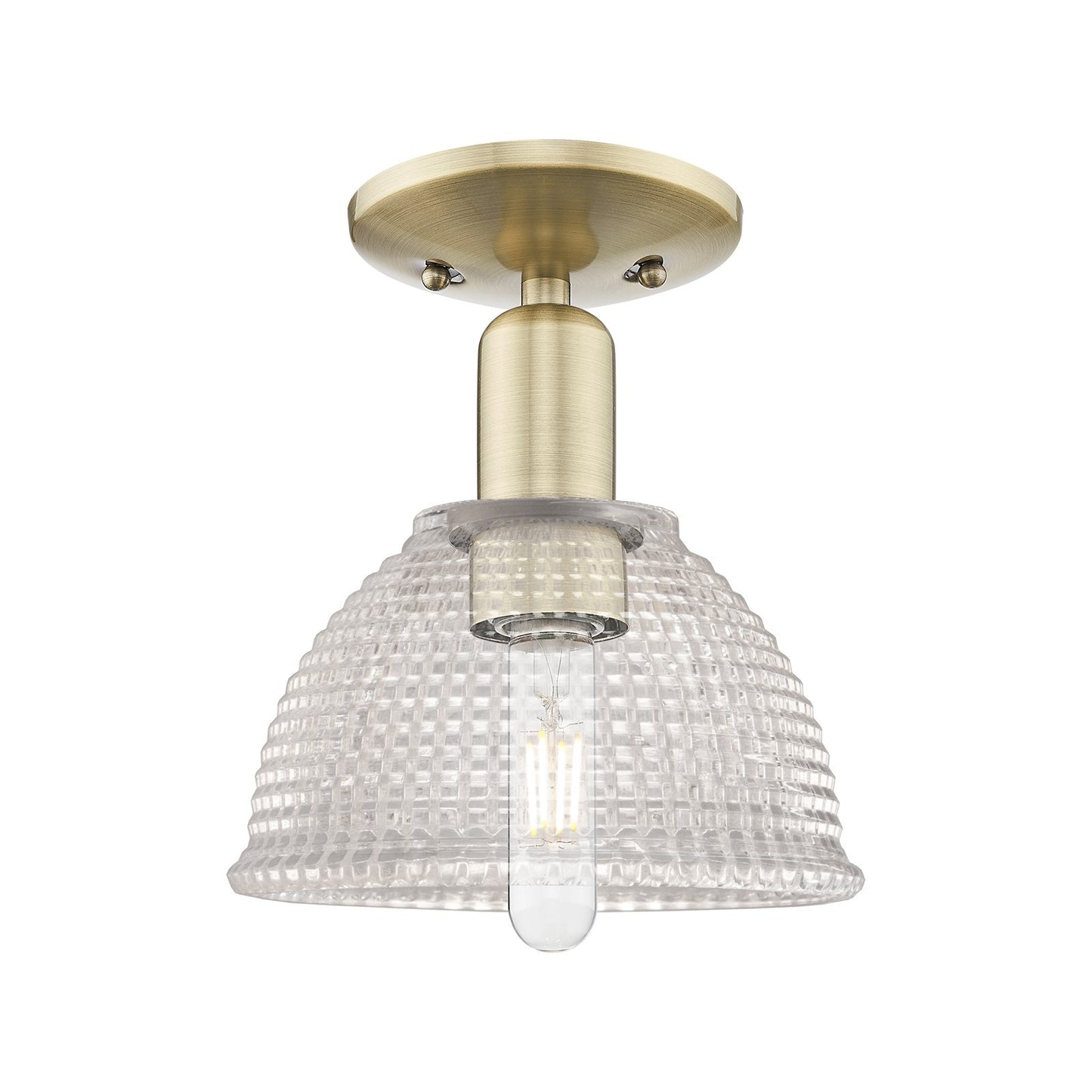 Innovations Arietta 8in 1-Light Semi-Flush Mount | Industrial Antique Brass Steel and Clear Glass | Entryway & Hallway | 8 x 8 x | Model 716-1C-AB-G422