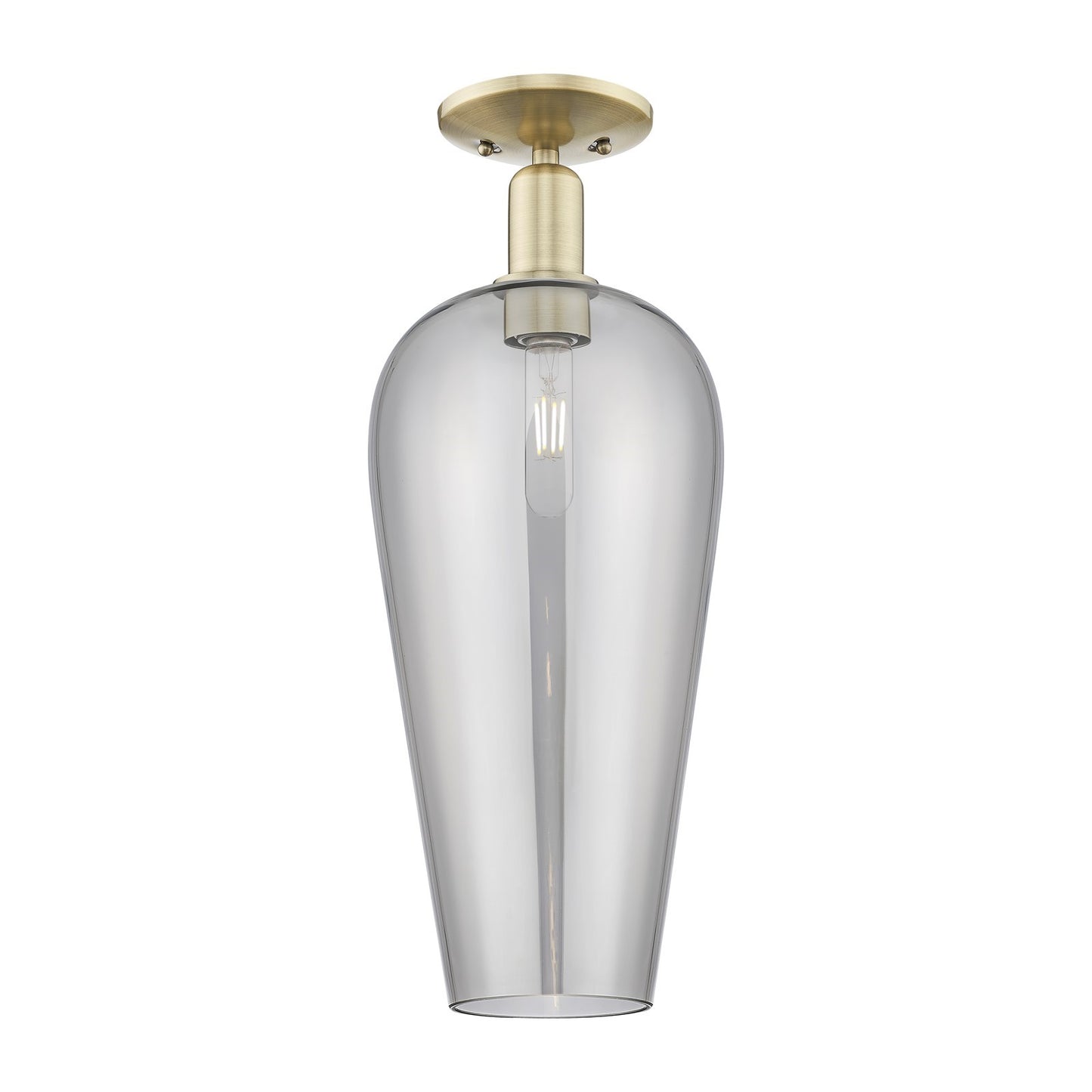 Innovations Chelsea 8in 1-Light Semi-Flush Mount | Industrial Antique Brass Steel and Light Smoke Glass | Entryway & Hallway | Model 716-1C-AB-G456-8SM