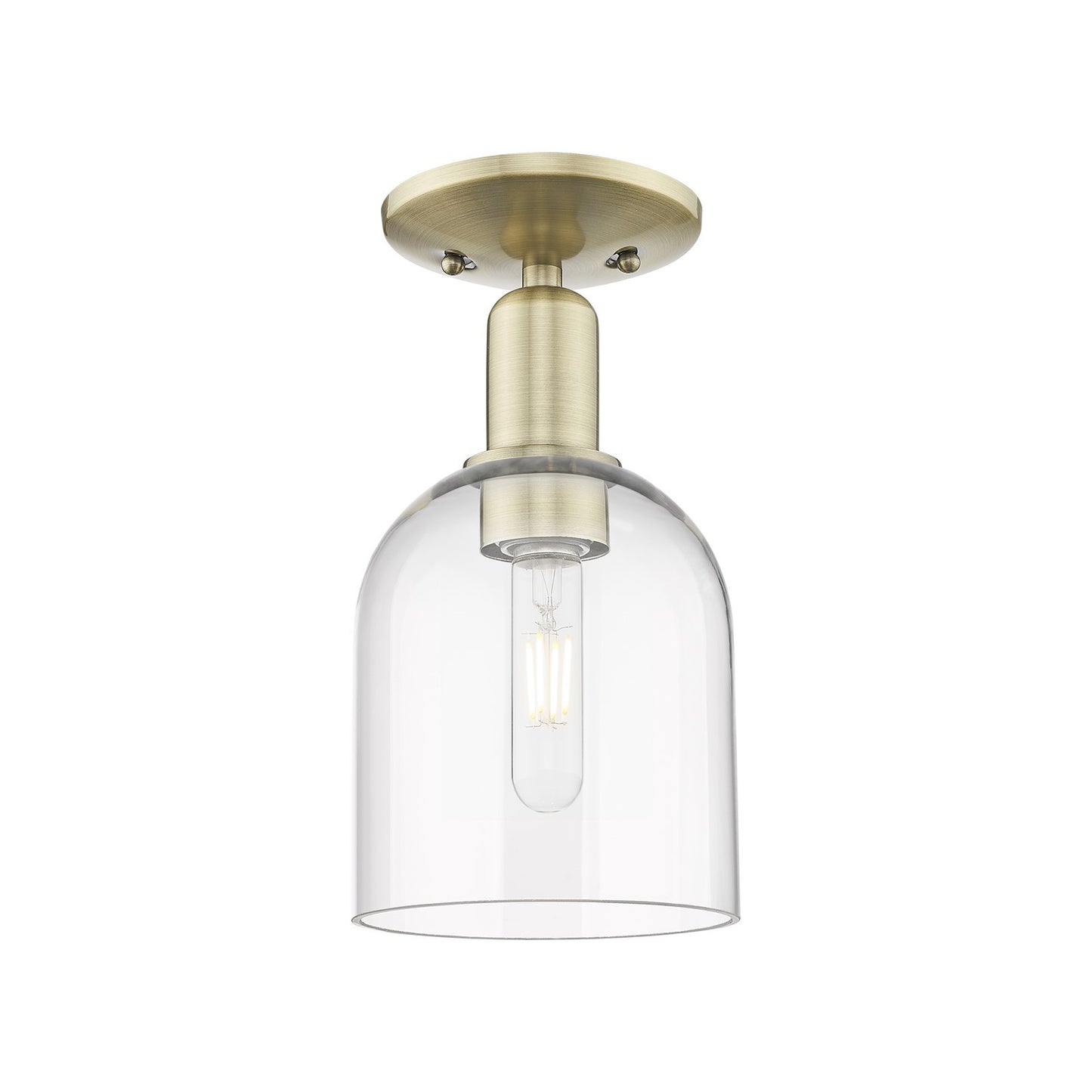Innovations Bella 6in 1-Light Semi-Flush Mount | Industrial Antique Brass Steel and Clear Glass | Entryway & Hallway | 5.5 x | Model 716-1C-AB-G558-6CL