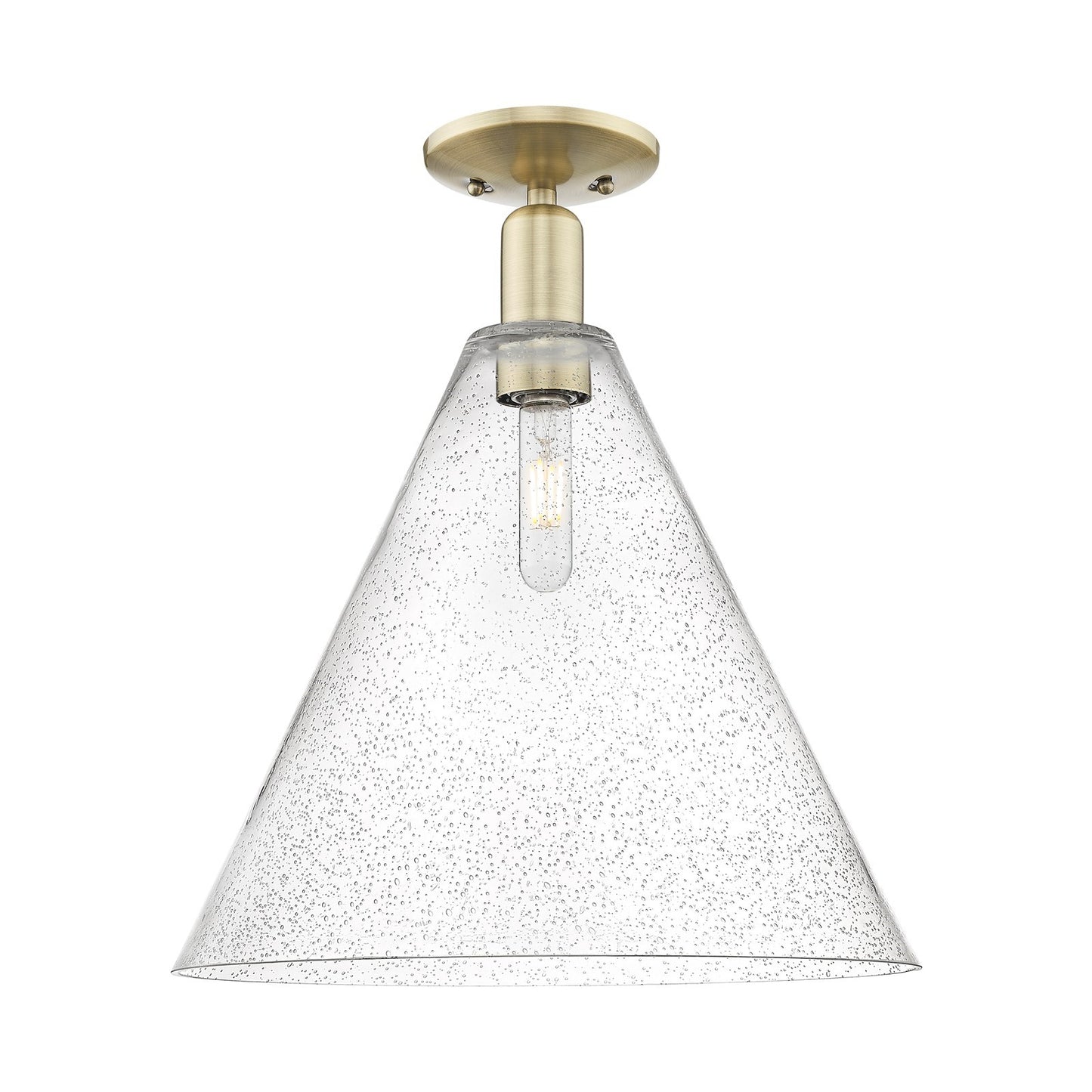 Innovations Berkshire Glass 16in 1-Light Semi-Flush Mount | Industrial Antique Brass and Seedy Glass | Entryway & Hallway | 16 x | Model 716-1C-AB-GBC-164