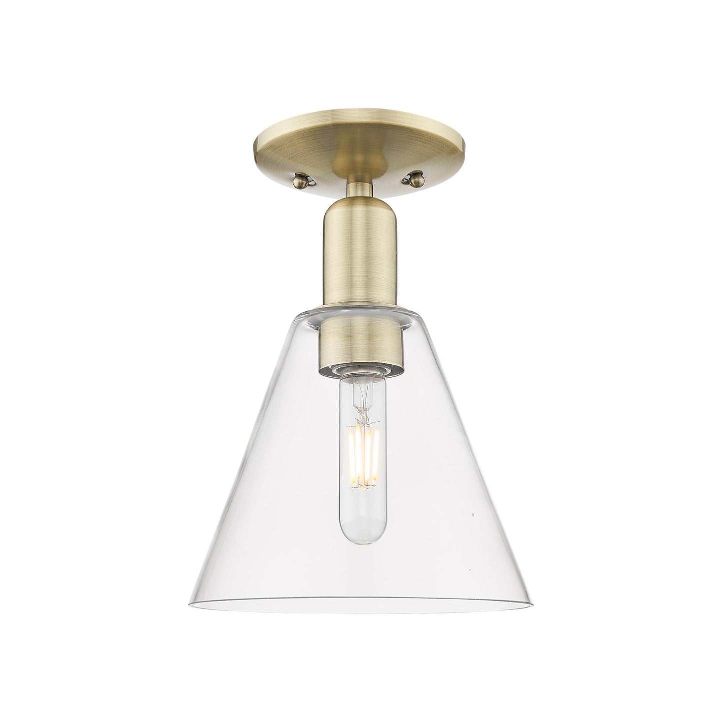 Innovations Berkshire Glass 8in 1-Light Semi-Flush Mount | Industrial Antique Brass and Clear Glass | Entryway & Hallway | 8 x 8 | Model 716-1C-AB-GBC-82