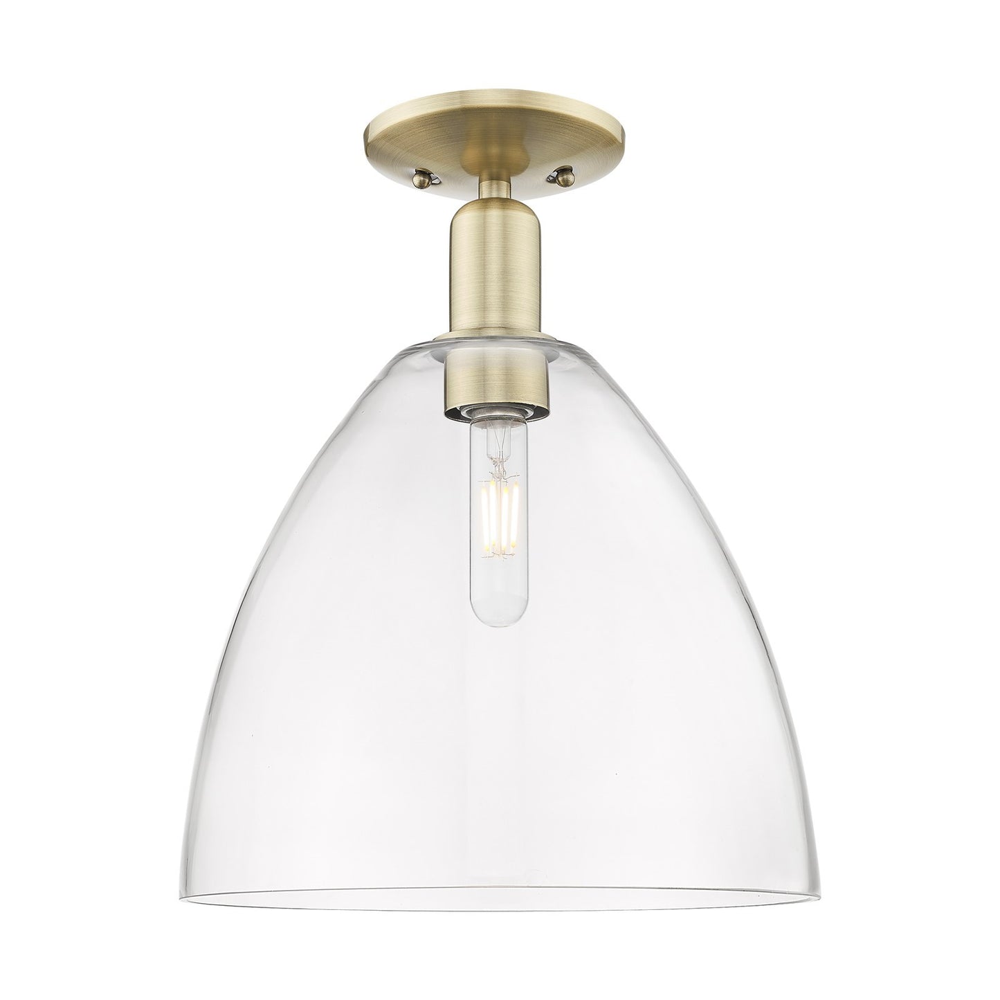 Innovations Bristol 12in 1-Light Semi-Flush Mount | Industrial Antique Brass Steel and Clear Glass | Entryway & Hallway | 12 x | Model 716-1C-AB-GBD-122