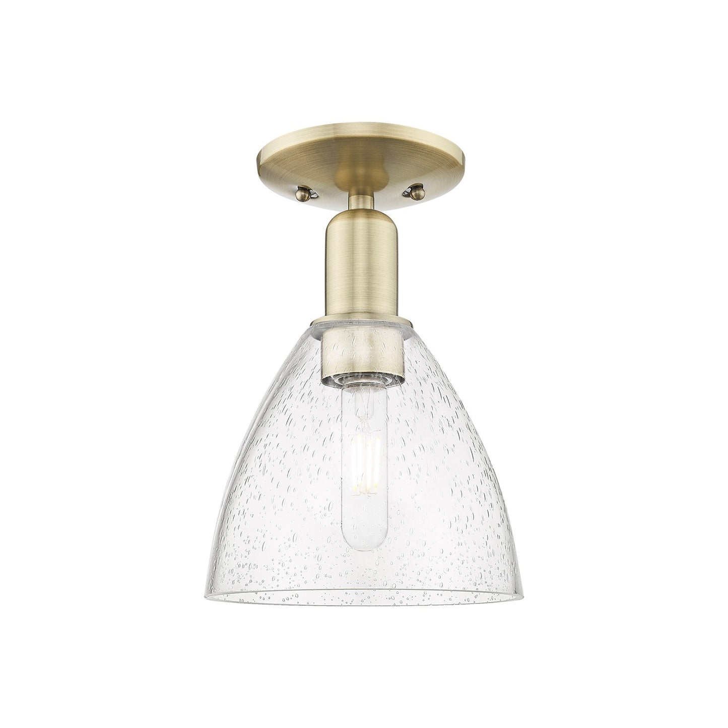 Innovations Bristol 8in 1-Light Semi-Flush Mount | Industrial Antique Brass Steel and Seedy Glass | Hallway & Entryway | 7.5 x | Model 716-1C-AB-GBD-754