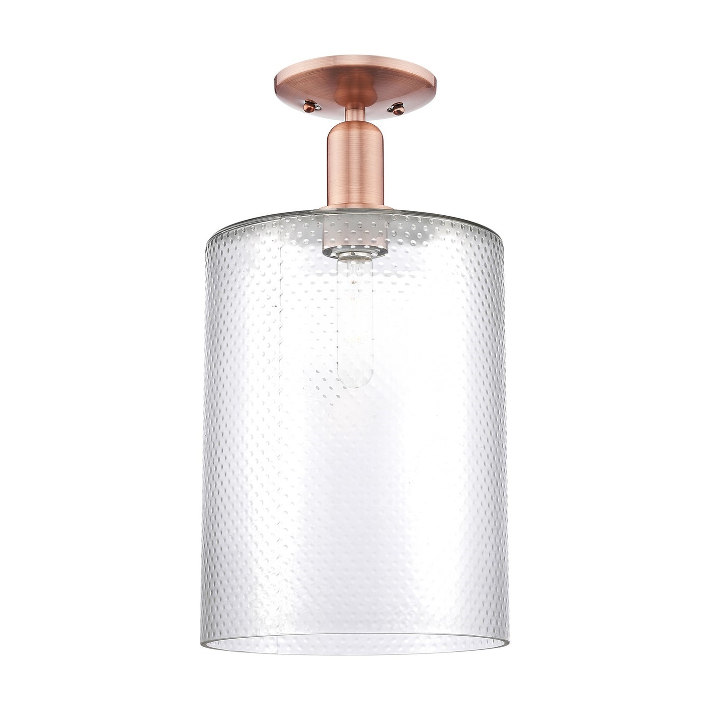 Innovations Cobbleskill 9in 1-Light Semi-Flush Mount | Industrial Antique Copper Steel and Clear Glass | Entryway & Hallway | 9 x | Model 716-1C-AC-G112-L