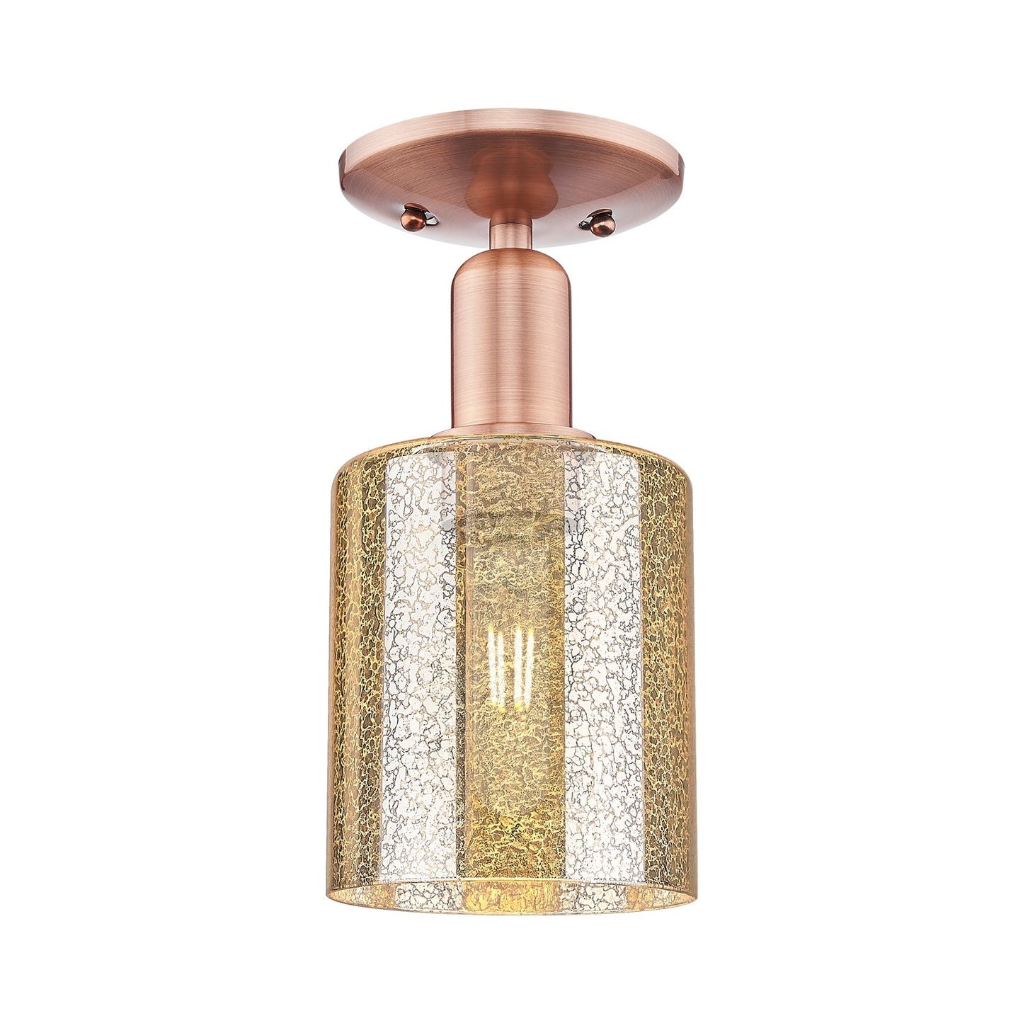 Innovations Cobbleskill 5in 1-Light Semi-Flush Mount | Industrial Antique Copper Steel and Mercury Glass | Entryway & Hallway | 5 x | Model 716-1C-AC-G116