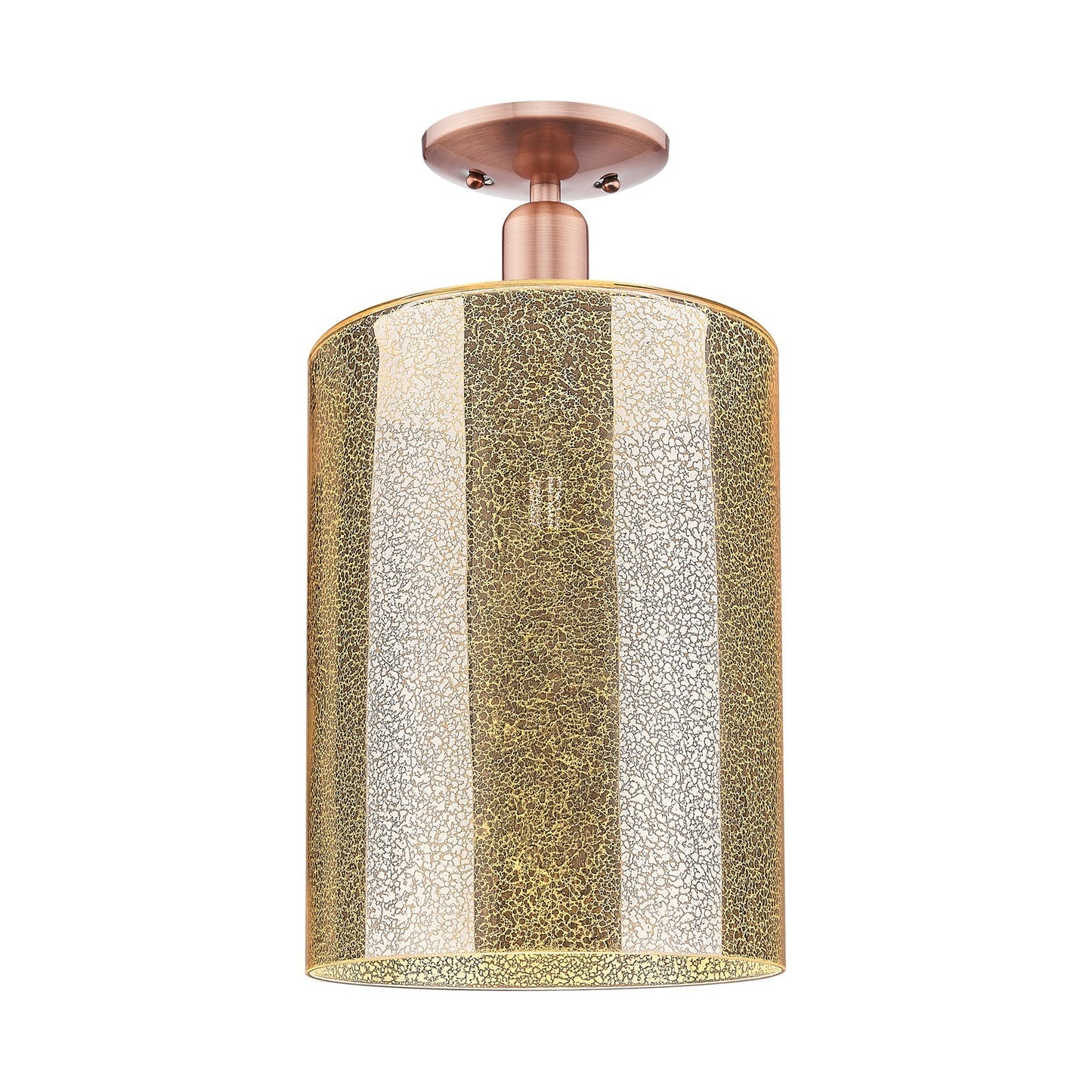 Innovations Cobbleskill 9in 1-Light Semi-Flush Mount | Industrial Antique Copper Steel and Mercury Glass | Entryway & Hallway | 9 | Model 716-1C-AC-G116-L