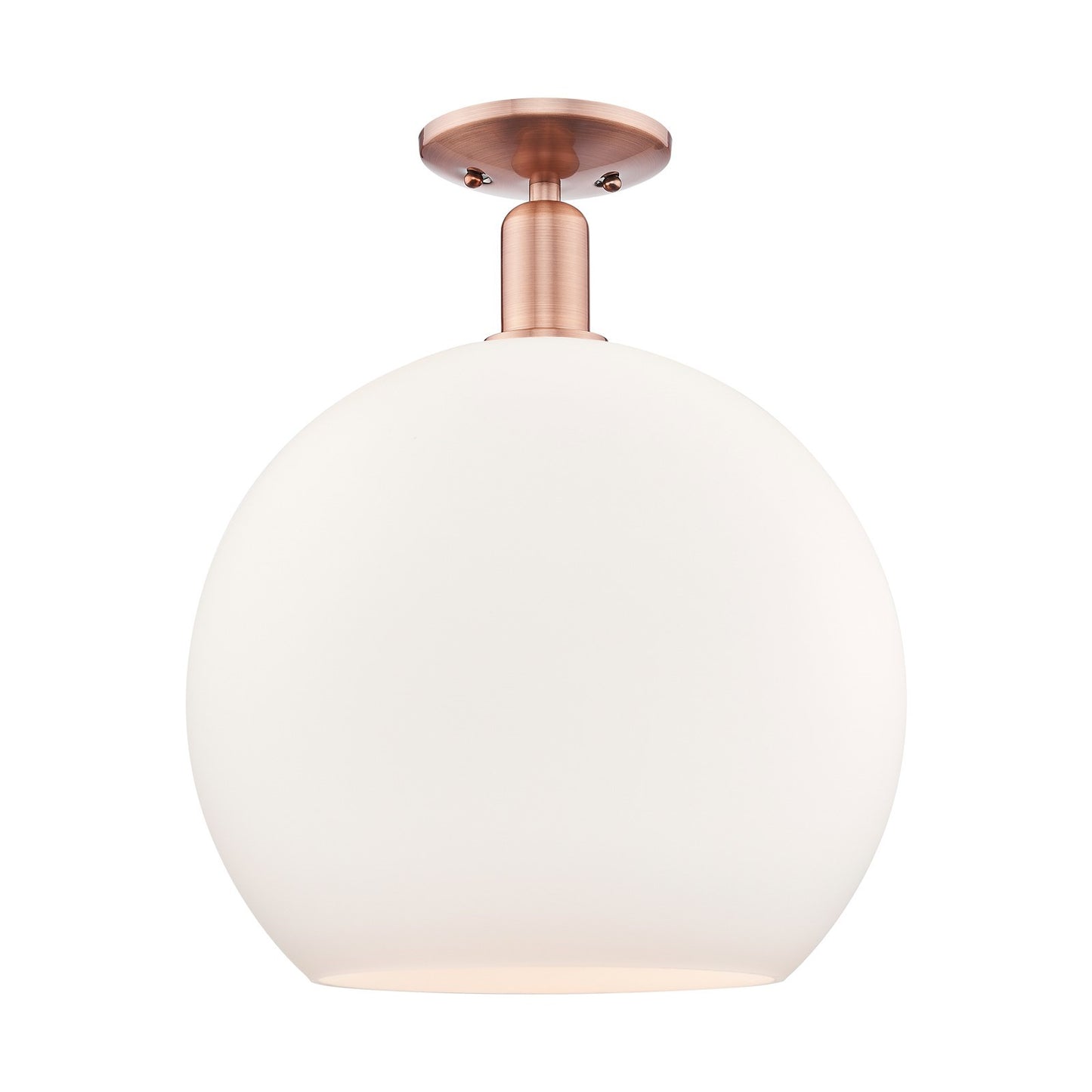 Innovations Athens 14in 1-Light Semi-Flush Mount | Industrial Antique Copper and Matte White Glass | Entryway & Hallway | 13.75 | Model 716-1C-AC-G121-14
