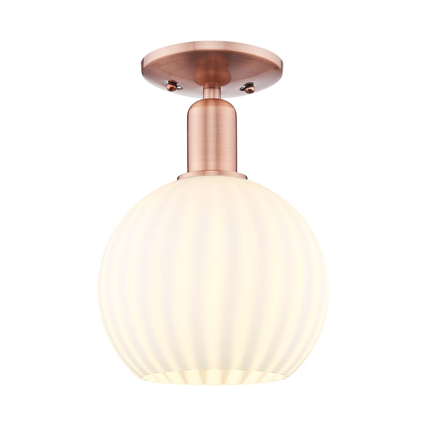 Innovations Lighting Arcadia 8in 1-Light Semi-Flush Mount | Industrial Antique Copper Steel and White Venetian Glass | Model 716-1C-AC-G1217-8WV