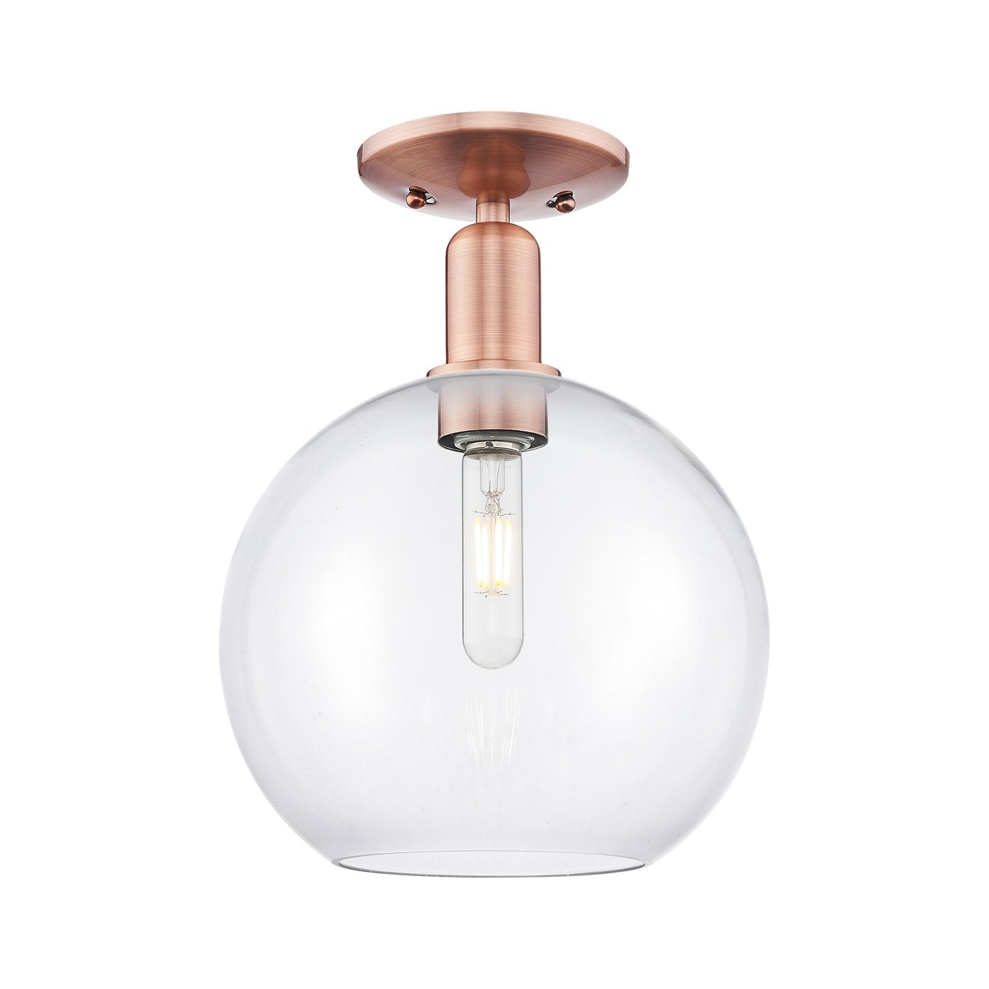 Innovations Athens 10in 1-Light Semi-Flush Mount | Industrial Antique Copper Steel and Clear Glass | Entryway & Hallway | 10 x | Model 716-1C-AC-G122-10
