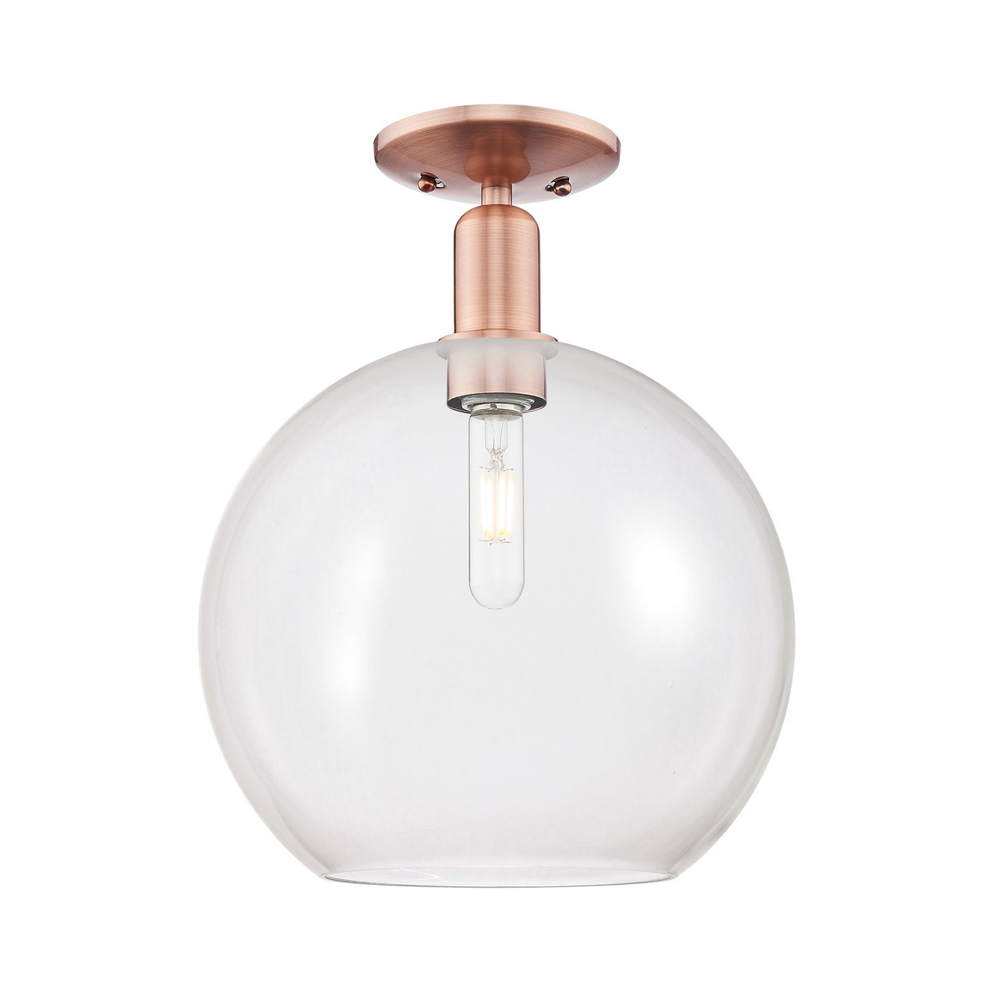Innovations Athens 12in 1-Light Semi-Flush Mount | Industrial Antique Copper and Clear Glass | Entryway & Hallway | 11.75 x | Model 716-1C-AC-G122-12