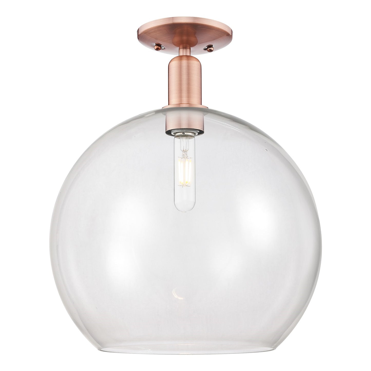 Innovations Athens 14in 1-Light Semi-Flush Mount | Industrial Antique Copper Steel and Clear Glass | Entryway & Hallway | 13.75 | Model 716-1C-AC-G122-14