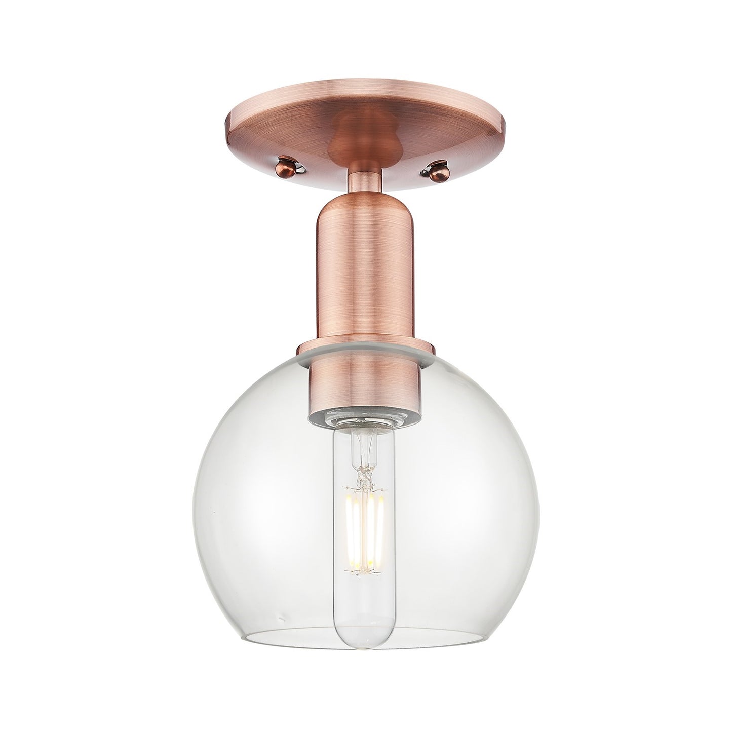 Innovations Athens 6in 1-Light Semi-Flush Mount | Industrial Antique Copper Steel and Clear Glass | Entryway & Hallway | 5.88 x | Model 716-1C-AC-G122-6