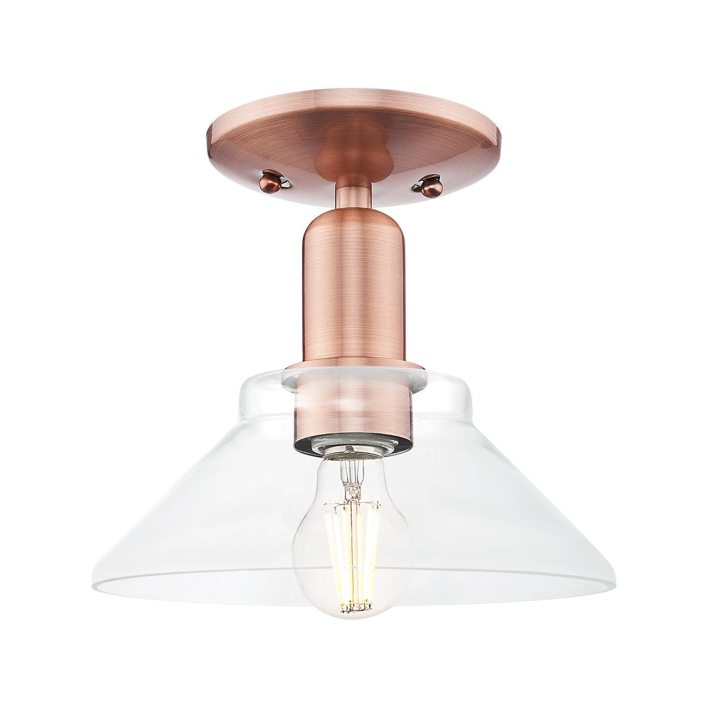 Innovations Orwell 8in 1-Light Semi-Flush Mount | Industrial Antique Copper Steel and Clear Glass | Entryway & Hallway | 8.38 x 8.5 | Model 716-1C-AC-G132