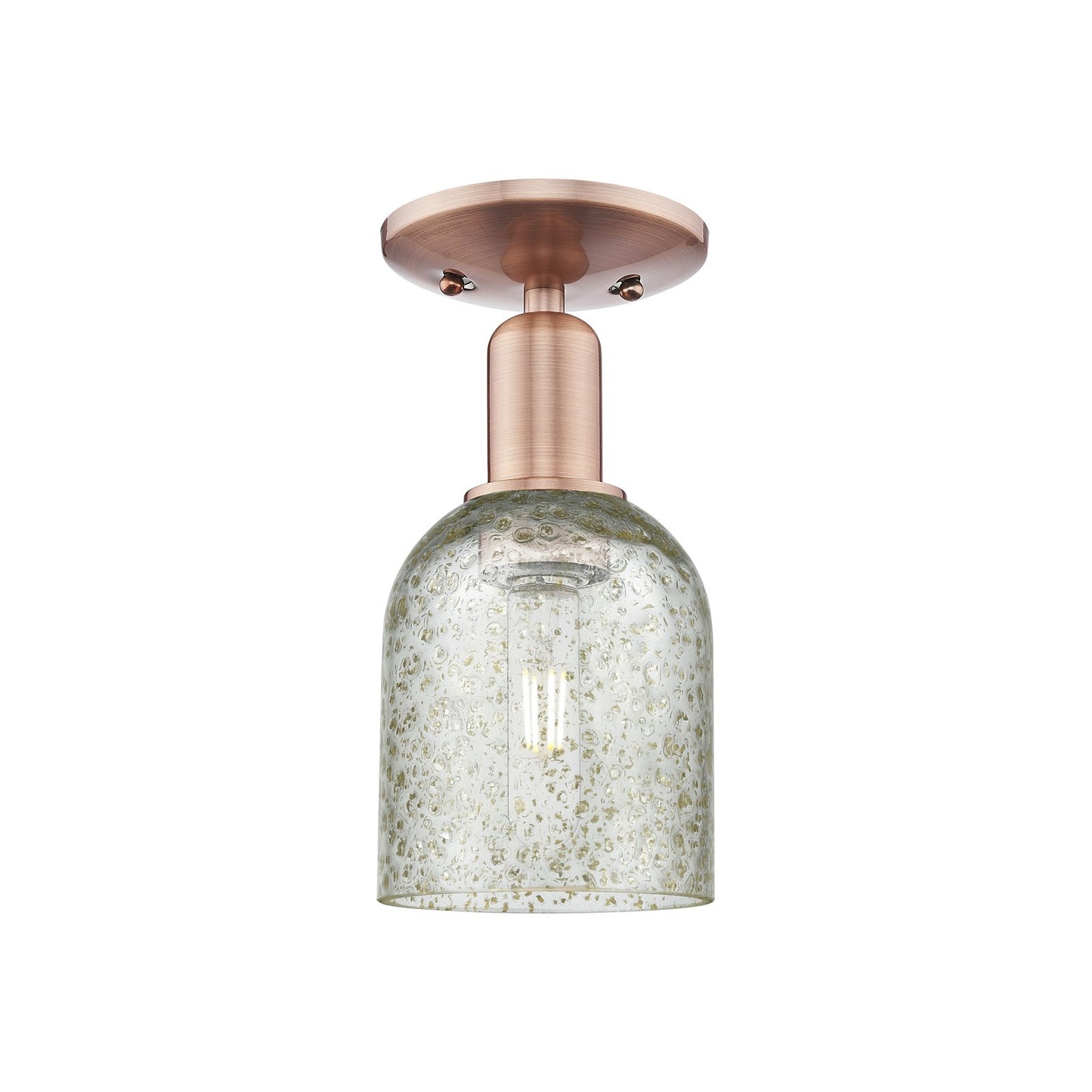 Innovations Caledonia 5in 1-Light Semi-Flush Mount | Industrial Antique Copper Steel and Mica Glass | Entryway & Hallway | 5 x 5 x | Model 716-1C-AC-G259
