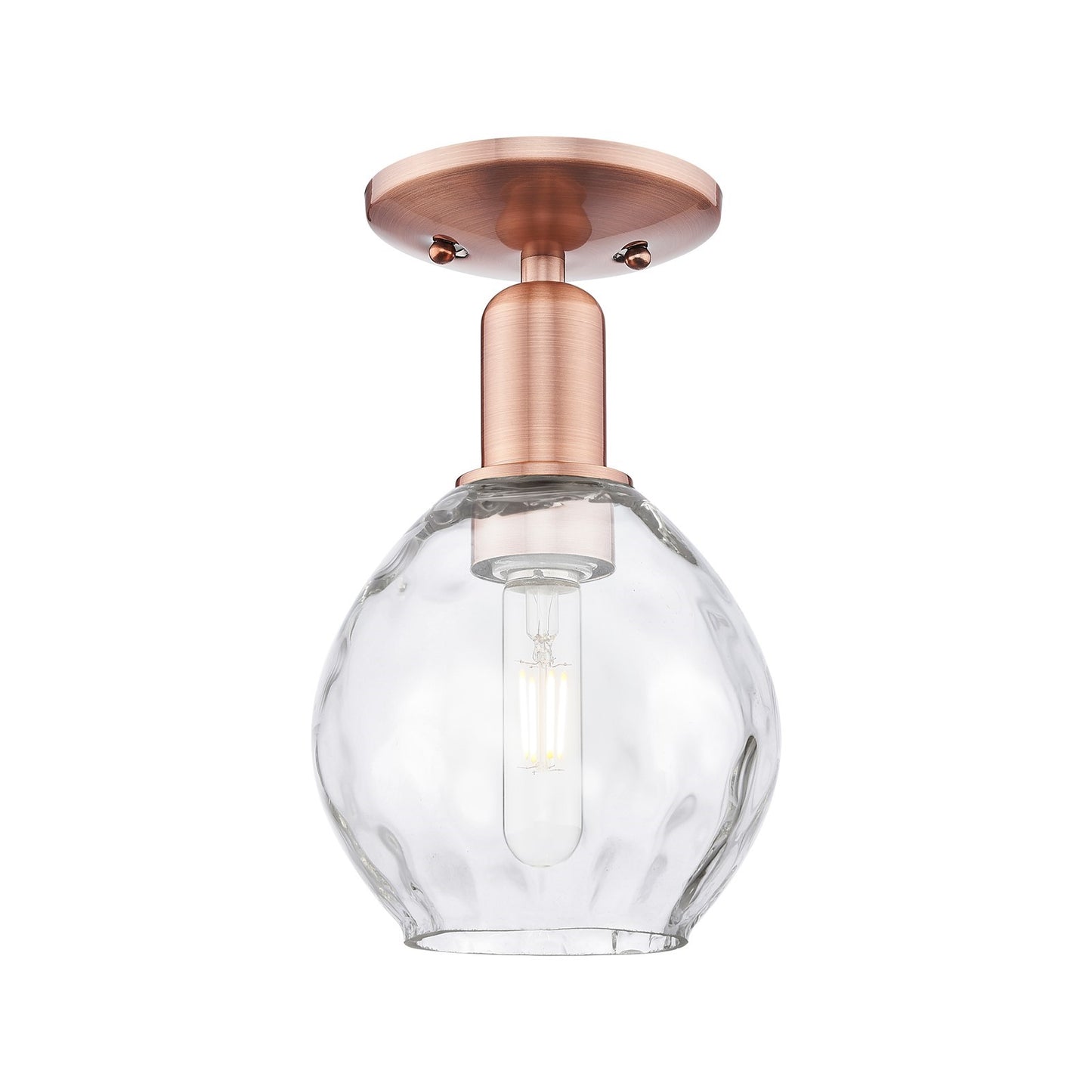 Innovations Waverly 6in 1-Light Semi-Flush Mount | Industrial Antique Copper Steel and Clear Glass | Entryway & Hallway | 6 x 6 x | Model 716-1C-AC-G362