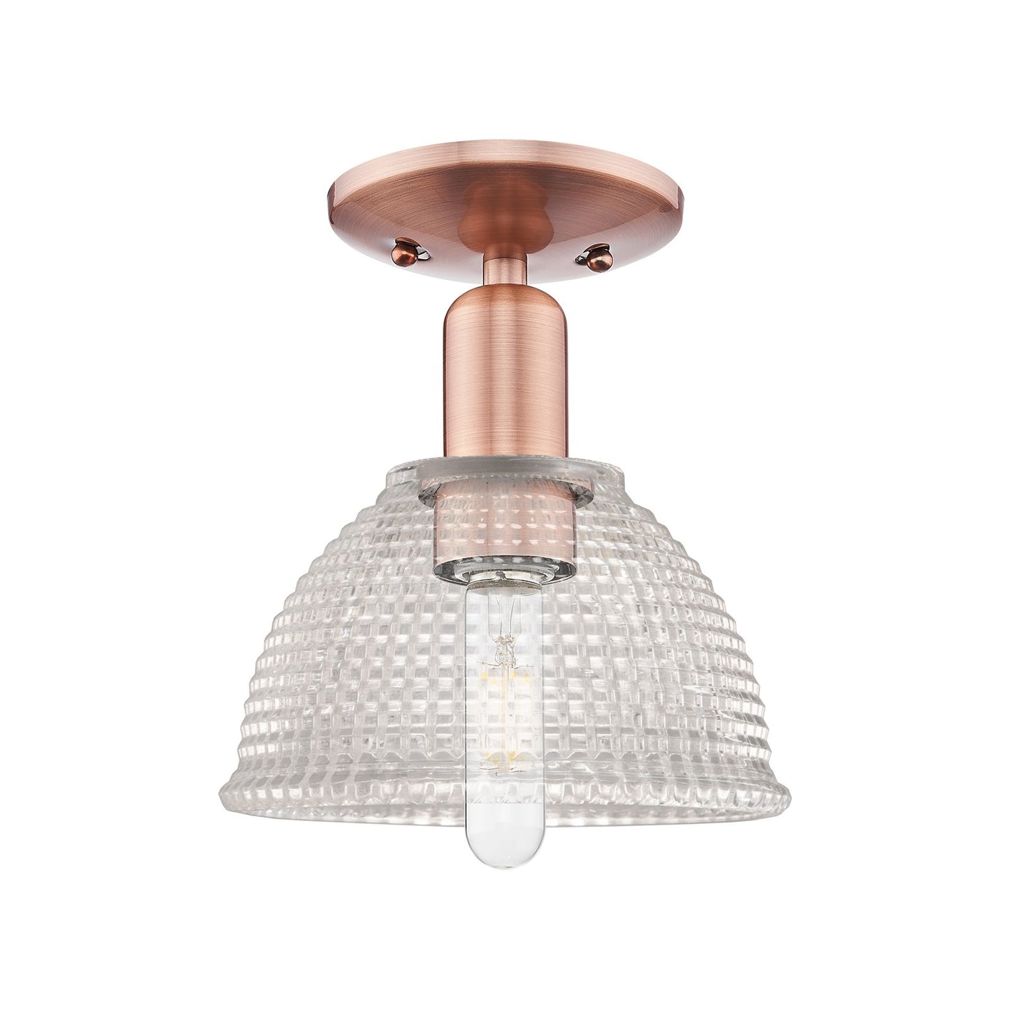 Innovations Arietta 8in 1-Light Semi-Flush Mount | Industrial Antique Copper Steel and Clear Glass | Entryway & Hallway | 8 x 8 x | Model 716-1C-AC-G422