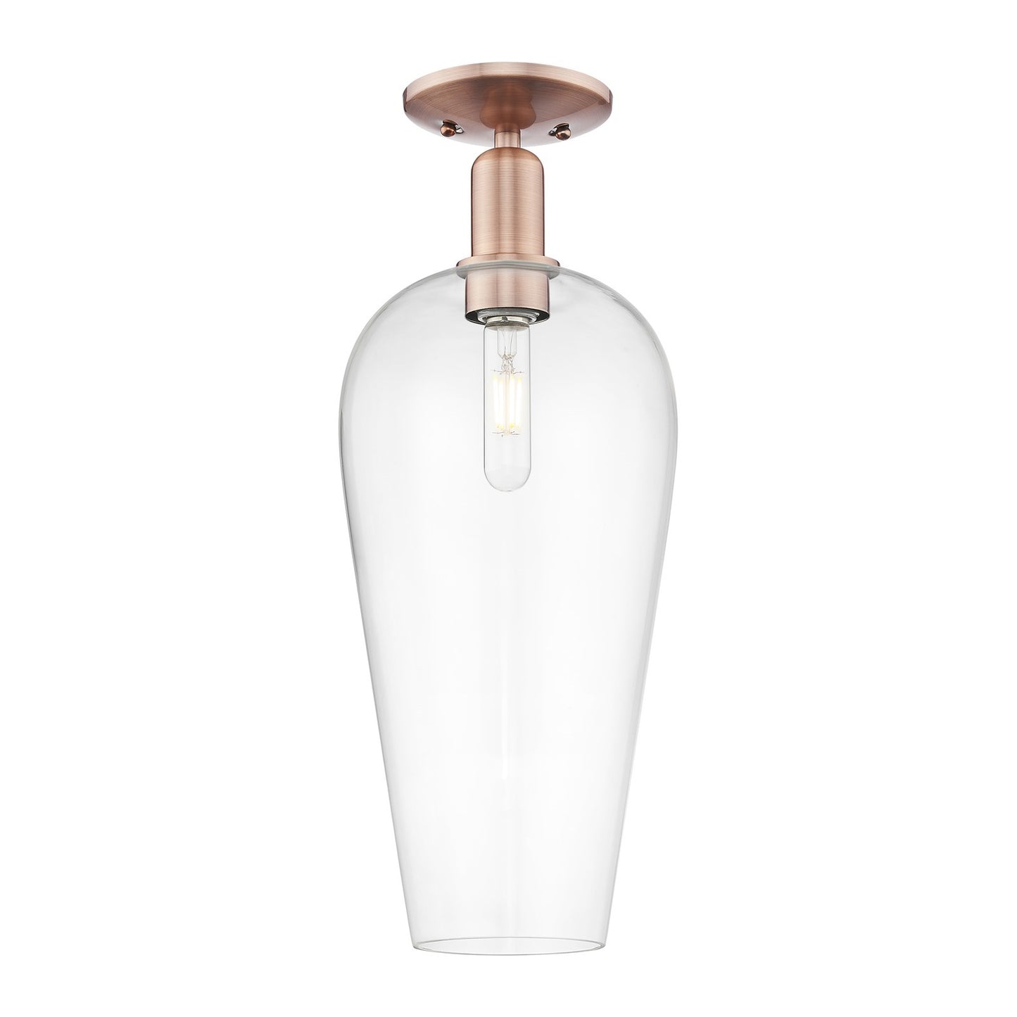 Innovations Chelsea 8in 1-Light Semi-Flush Mount | Industrial Antique Copper Steel and Clear Glass | Entryway & Hallway | 8 x 8 | Model 716-1C-AC-G456-8CL