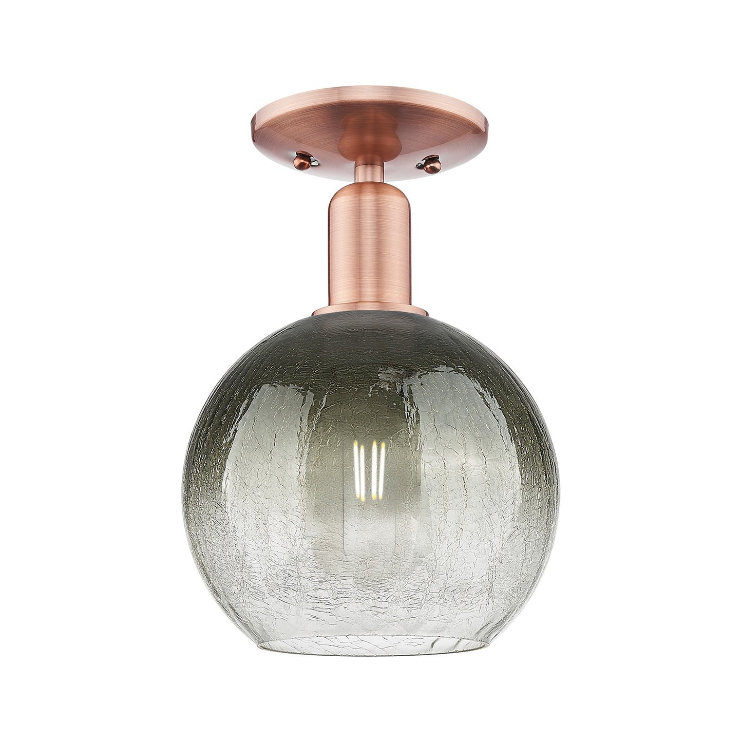 Innovations Brookhaven Globe 8in 1-Light Semi-Flush Mount | Industrial Antique Copper and Slate Glass | Hallway & Entryway | 8 | Model 716-1C-AC-G483-8SL