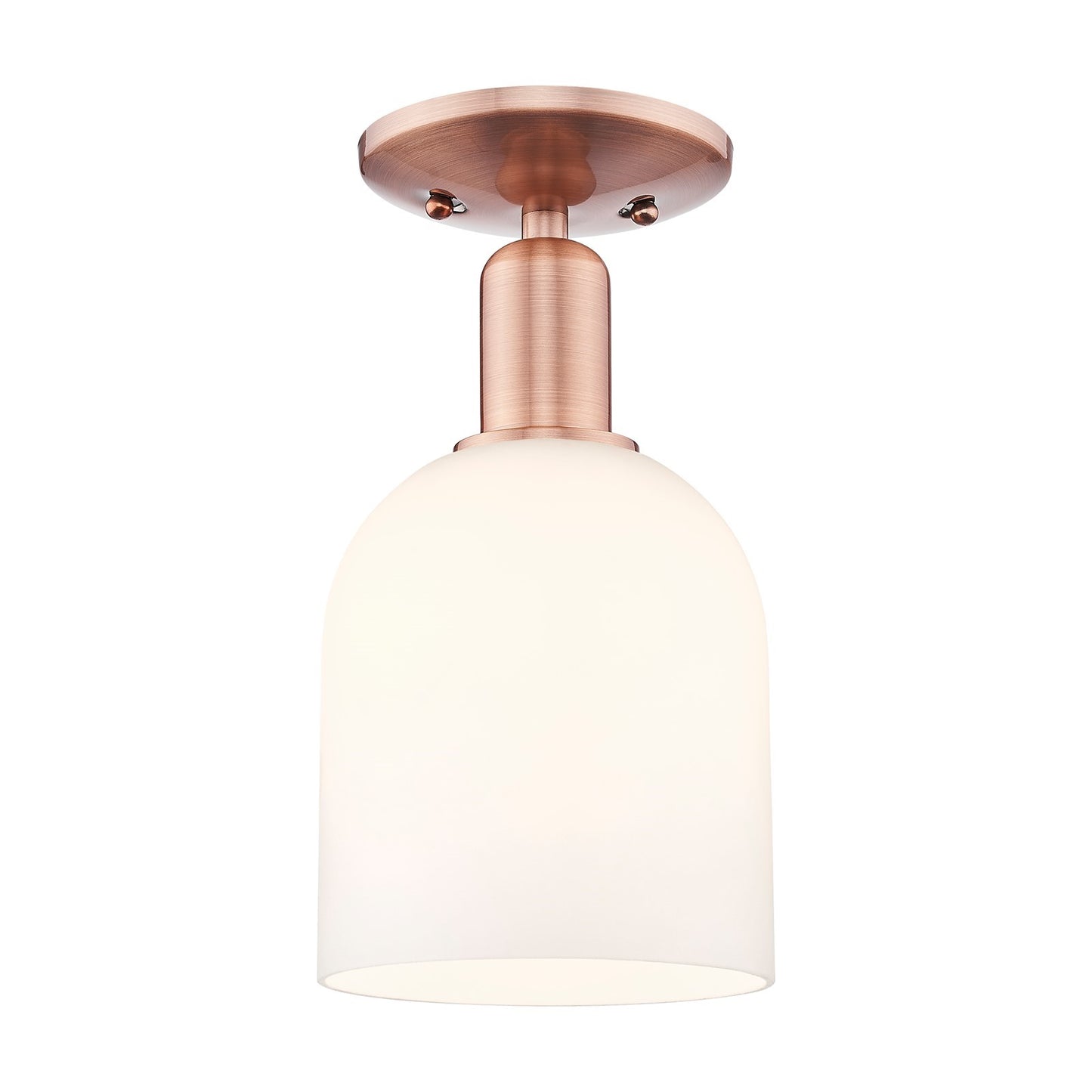 Innovations Bella 6in 1-Light Semi-Flush Mount | Industrial Antique Copper Steel and White Glass | Hallway & Bathroom | 5.5 x | Model 716-1C-AC-G558-6GWH