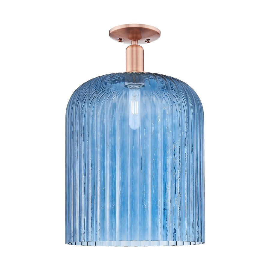 Innovations Bridal Veil 1Lt 12" Semi-Flush, Copper/Blue - 716-1C-AC-G559-12BL