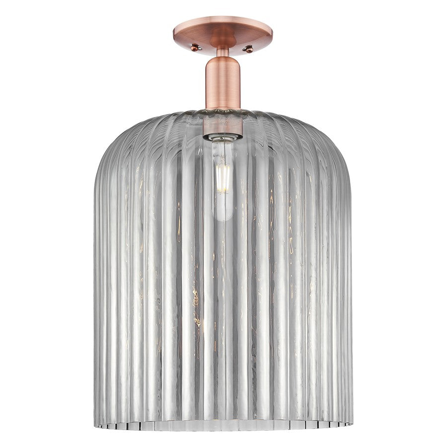 Innovations Bridal Veil 1Lt 12" Semi-Flush, Copper/Smoke - 716-1C-AC-G559-12SM
