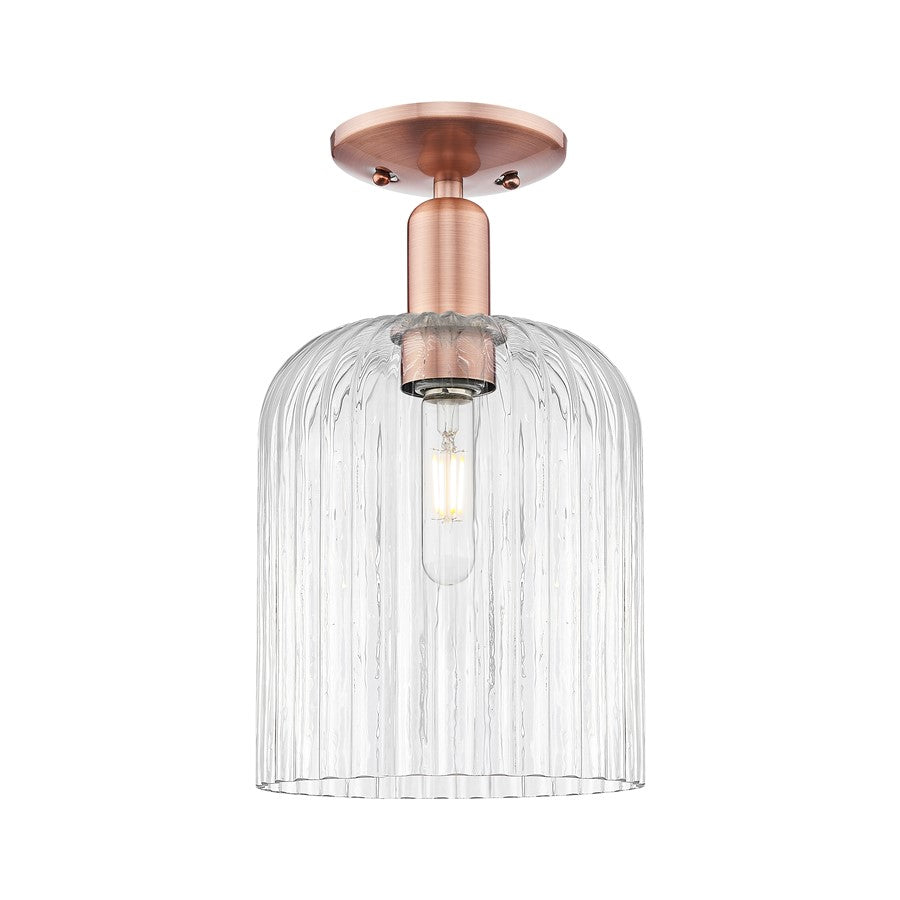 Innovations Bridal Veil 1Lt 8" Semi-Flush, Copper/Clear - 716-1C-AC-G559-8CL