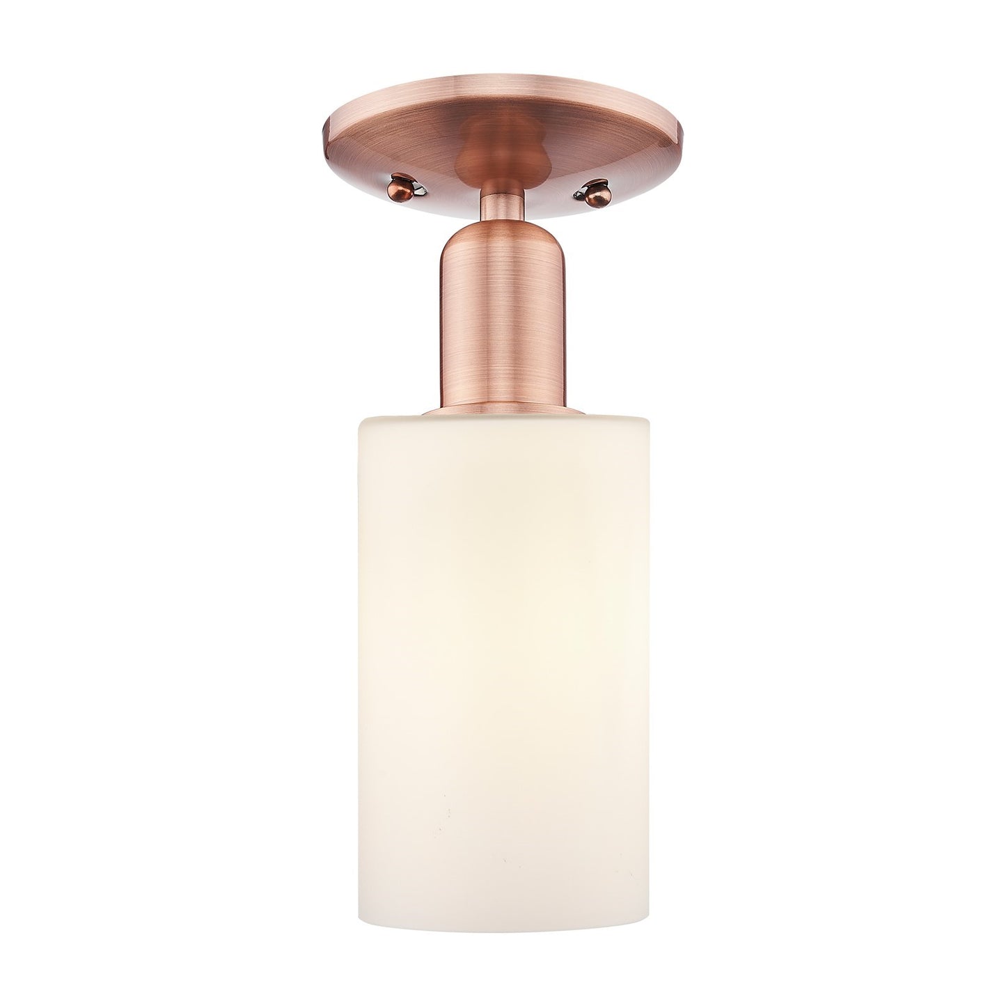 Innovations Clymer 4in 1-Light Semi-Flush Mount | Industrial Antique Copper Steel and Matte White Glass | Hallway & Entryway | 3.88 | Model 716-1C-AC-G801
