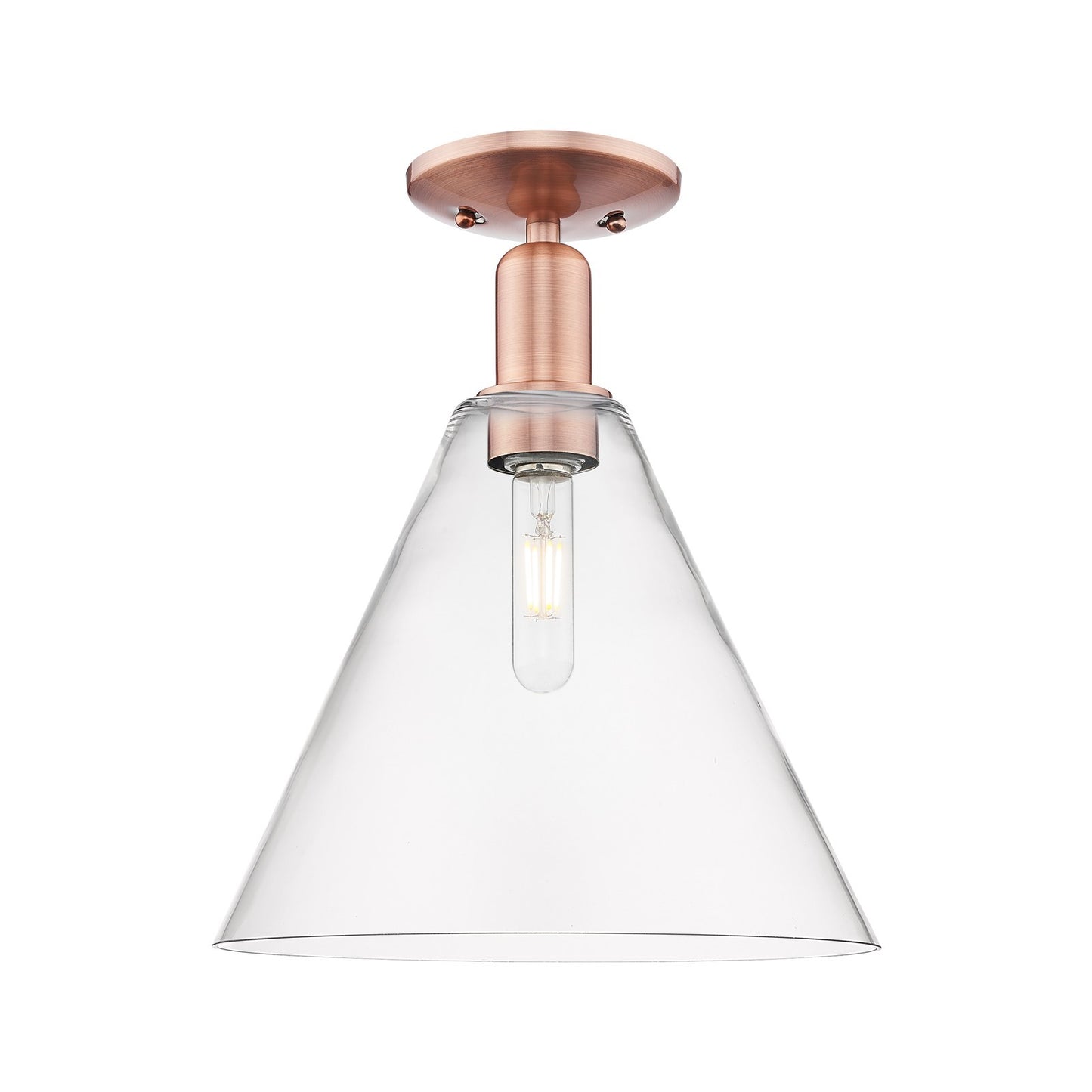 Innovations Berkshire Glass 12in 1-Light Semi-Flush Mount | Industrial Antique Copper Steel and Clear Glass | Entryway & Hallway | Model 716-1C-AC-GBC-122