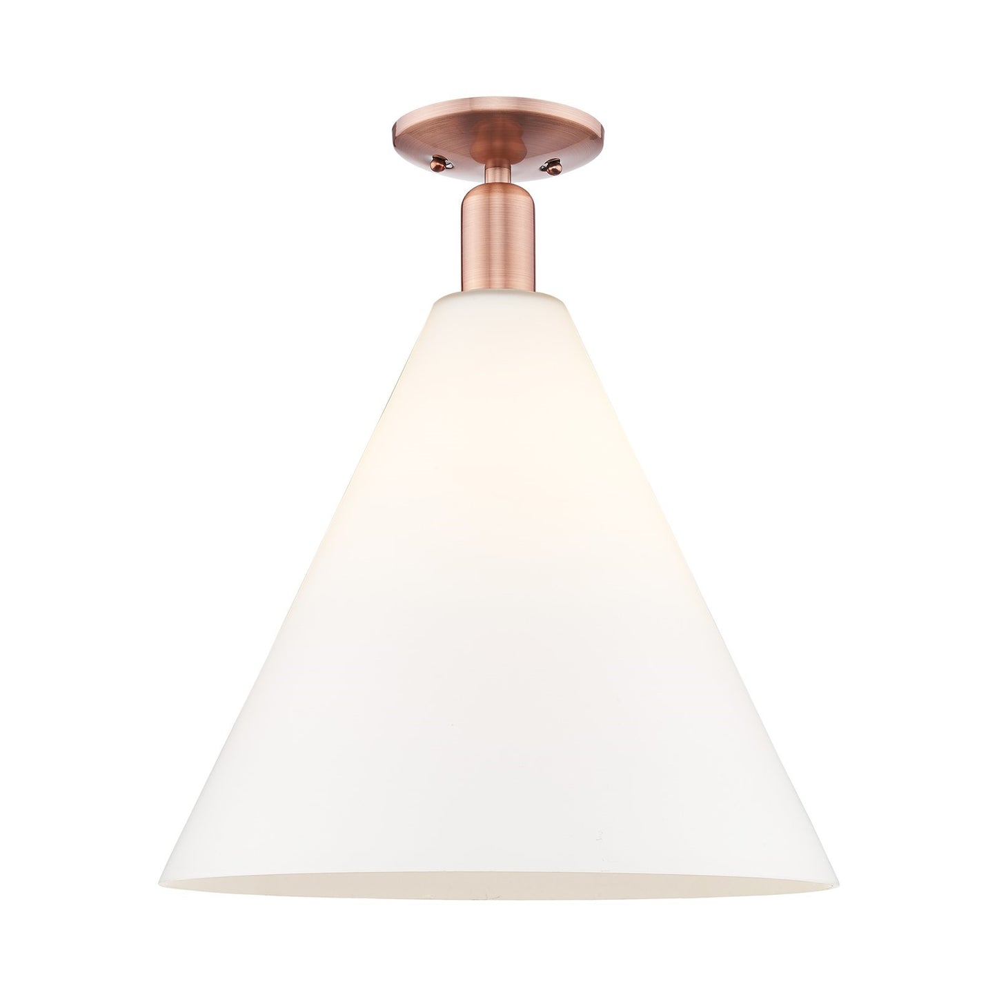 Innovations Berkshire Glass 16in 1-Light Semi-Flush Mount | Industrial Antique Copper Steel and Matte White Glass | Entryway & | Model 716-1C-AC-GBC-161
