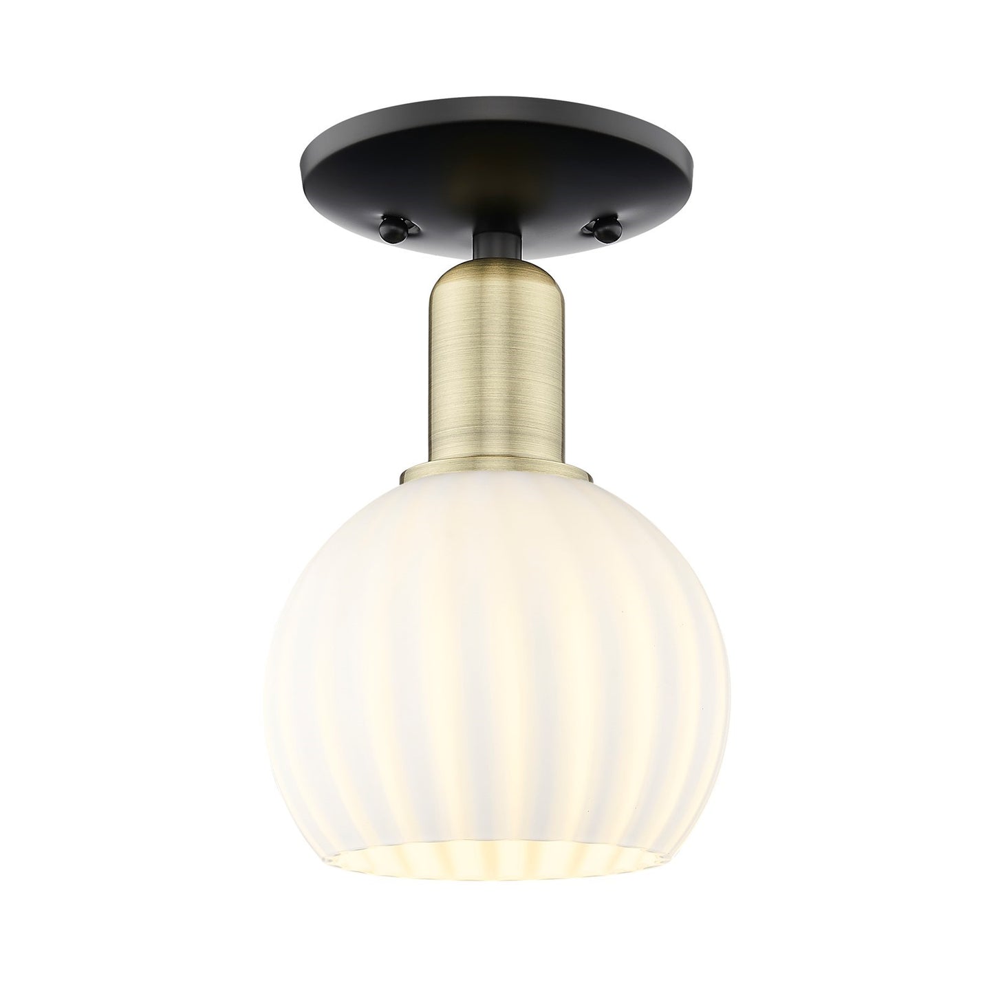Innovations Lighting Arcadia 6in 1-Light Semi-Flush Mount | Industrial Black Antique Brass and White Venetian Glass | Model 716-1C-BAB-G1217-6WV