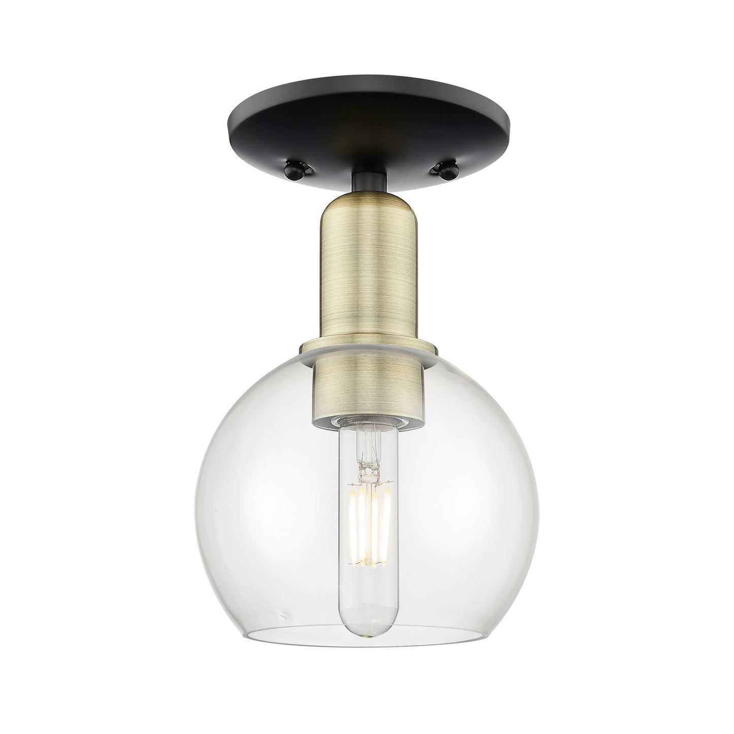 Innovations Athens 6in 1-Light Semi-Flush Mount | Industrial Black Antique Brass Steel and Clear Glass | Entryway & Hallway | Model 716-1C-BAB-G122-6
