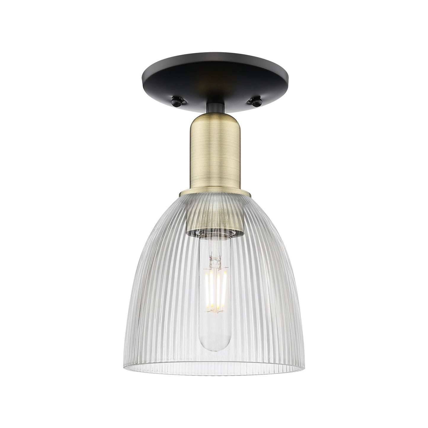 Innovations Castile 6in 1-Light Semi-Flush Mount | Industrial Black Antique Brass Steel and Clear Glass | Hallway & Entryway | 6 x | Model 716-1C-BAB-G382