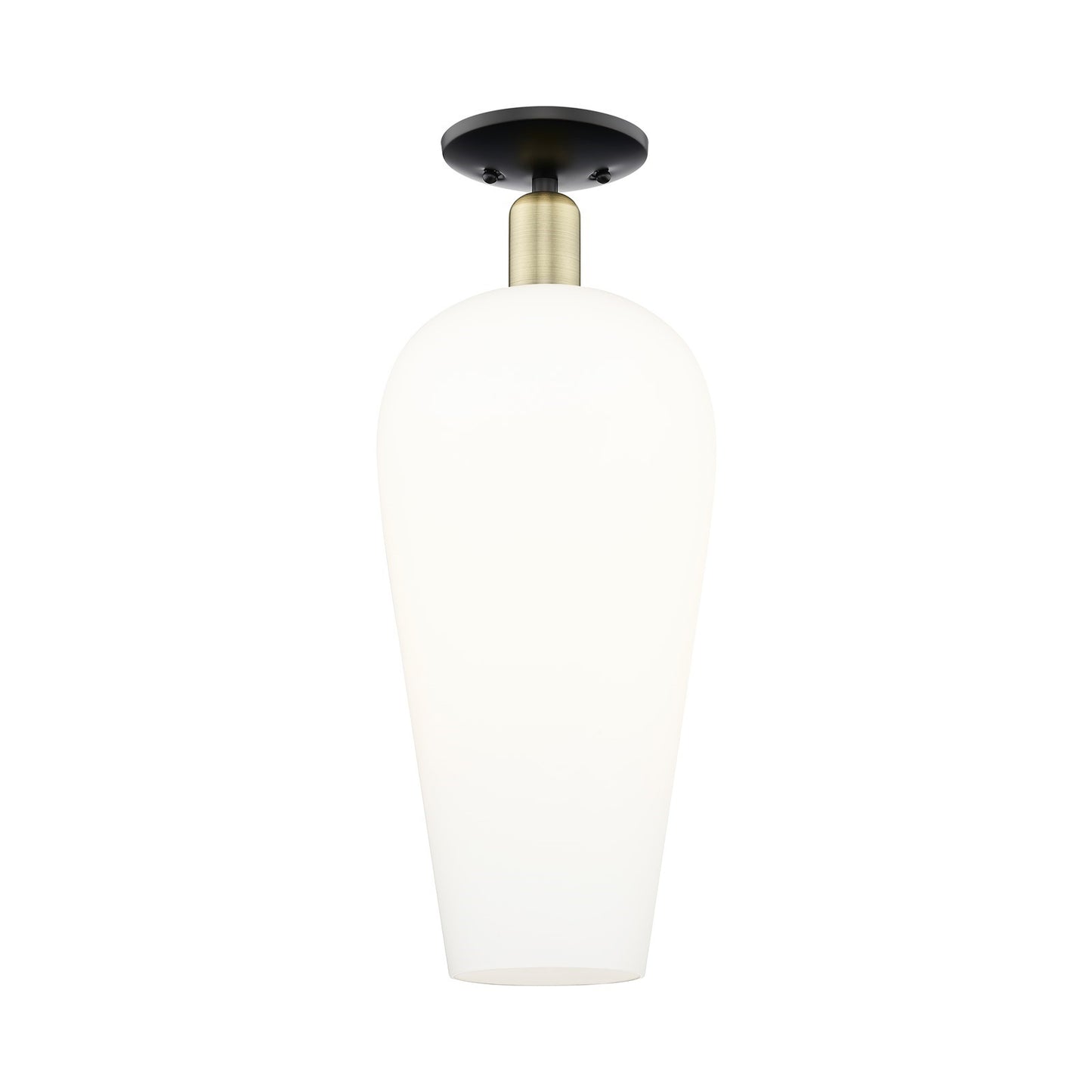 Innovations Chelsea 8in 1-Light Semi-Flush Mount | Industrial Black Antique Brass and White Glass | Kitchen & Hallway | 8 x | Model 716-1C-BAB-G456-8WH