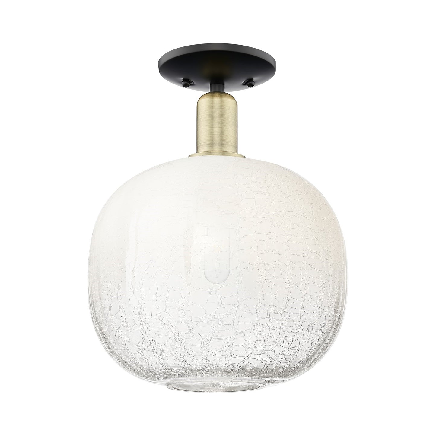 Innovations Brookhaven Sphere 10in 1-Light Semi-Flush Mount | Industrial Black Antique Brass and Opal Glass | Entryway & | Model 716-1C-BAB-G481-10OP